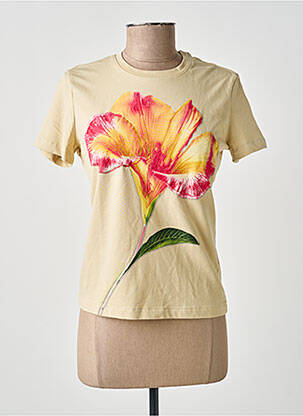 Tricou serigrafie mâneci scurte bej DESIGUAL femeie