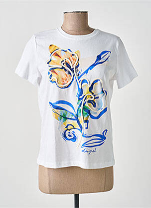 Tricou elasticitate mâneci scurte alb DESIGUAL femeie
