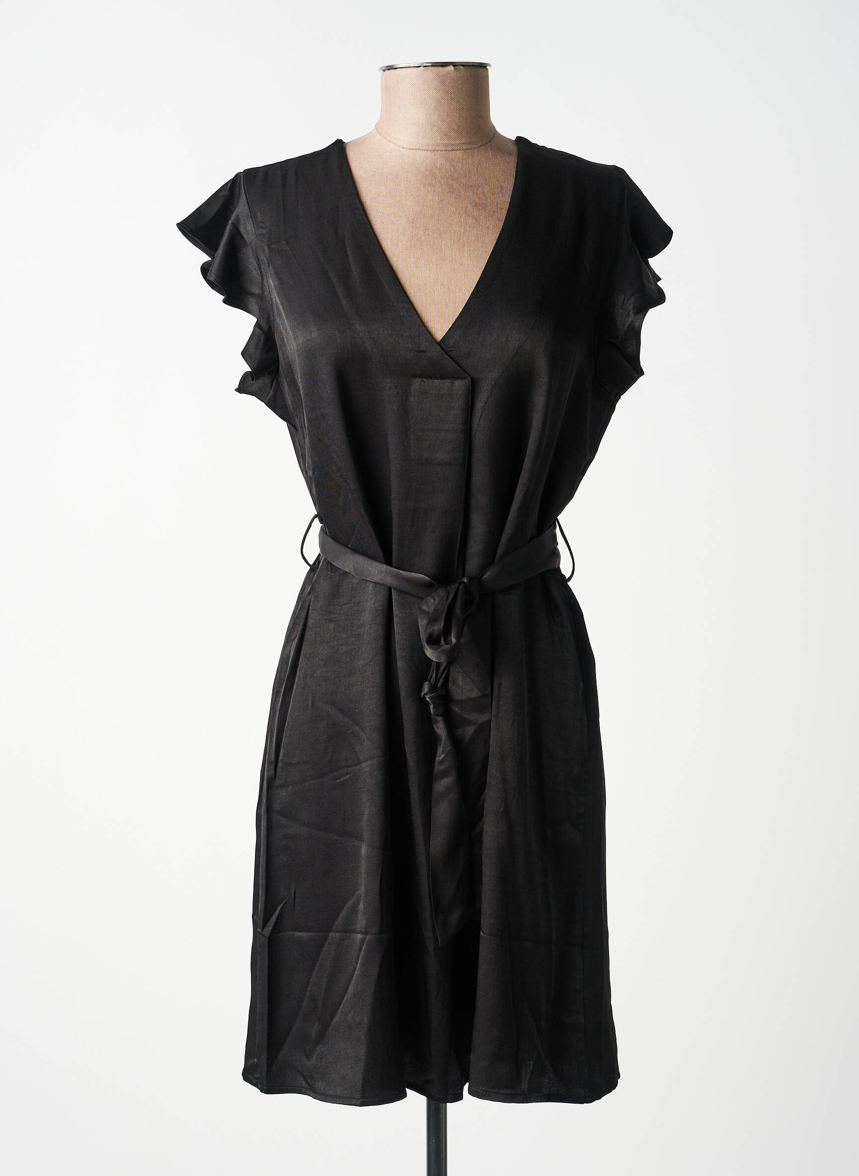 Rochie midi croială fluidă mâneci scurte negru MOLLY BRACKEN femeie