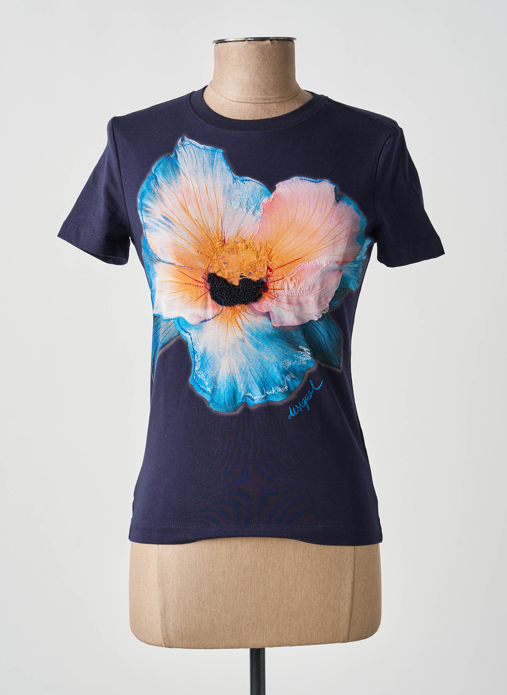 Tricou elasticitate mâneci scurte albastru DESIGUAL femeie