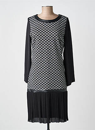 Rochie midi imprimeu fantezie mâneci lungi negru GUY DUBOUIS femeie