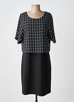 Rochie midi țesătură crep mâneci scurte negru GUY DUBOUIS femeie