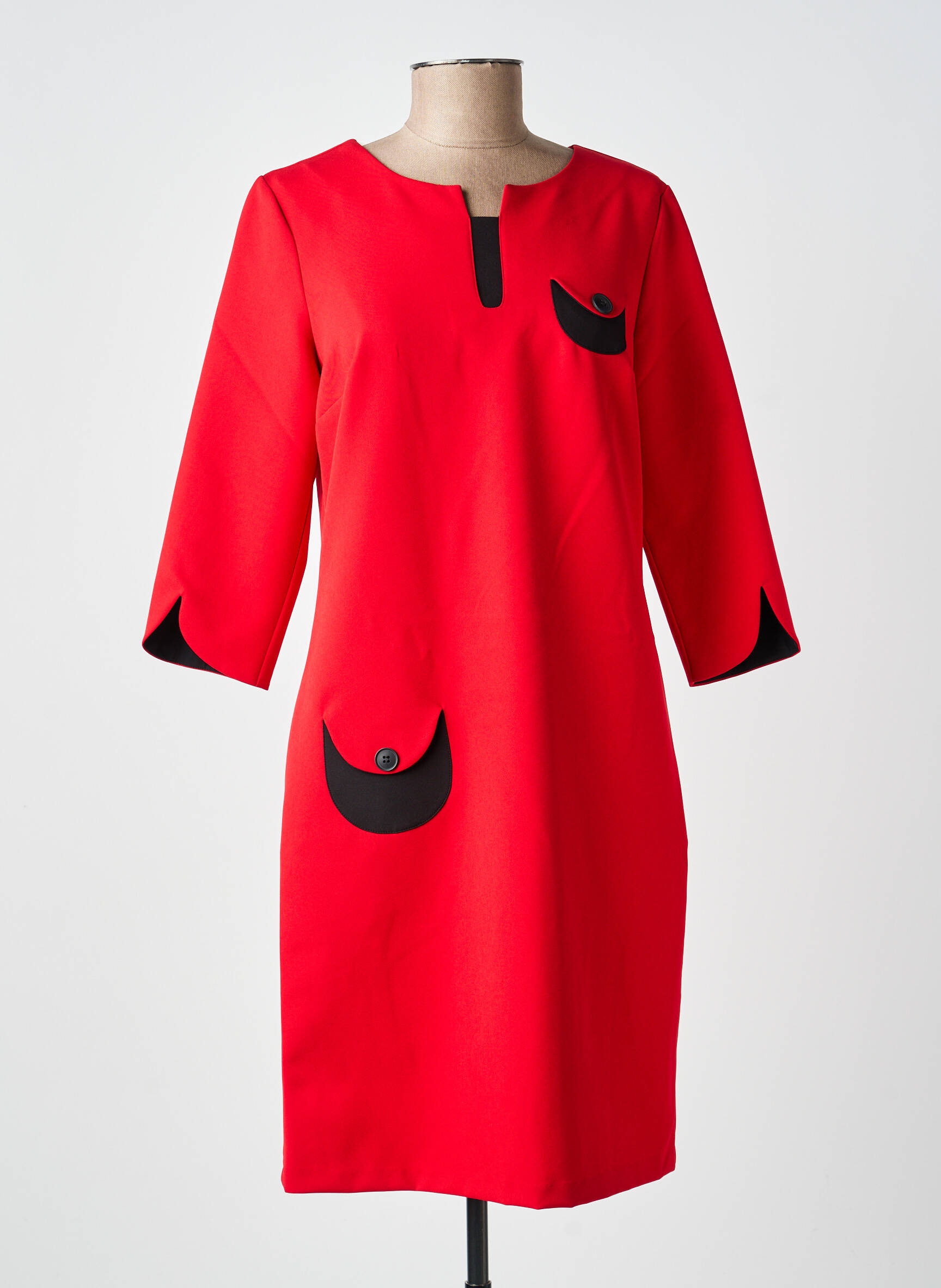 Rochie midi mâneci 3/4 mâneci 3/4 roșu GUY DUBOUIS femeie