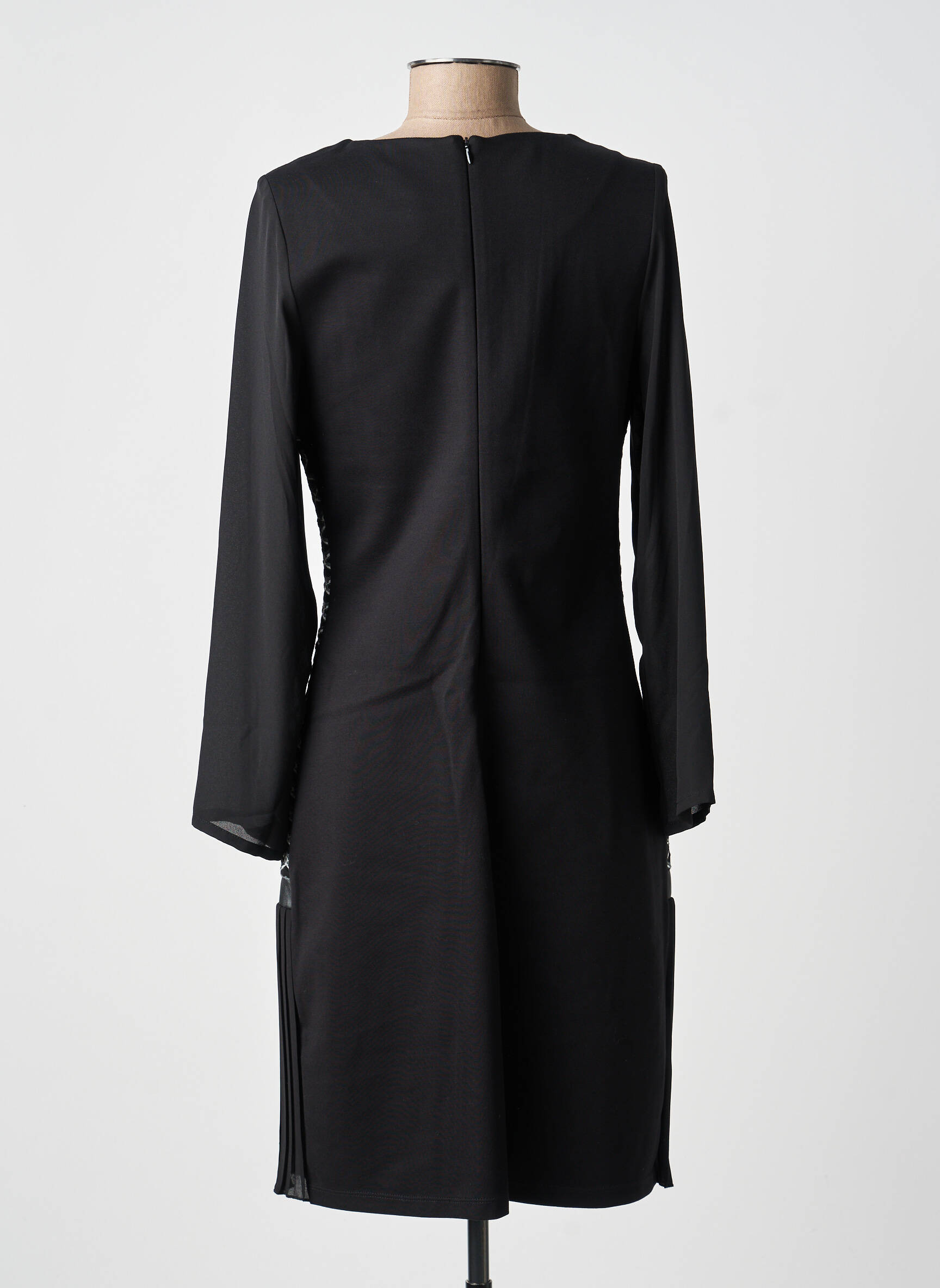Rochie midi imprimeu fantezie mâneci lungi negru FRANCE RIVOIRE femeie