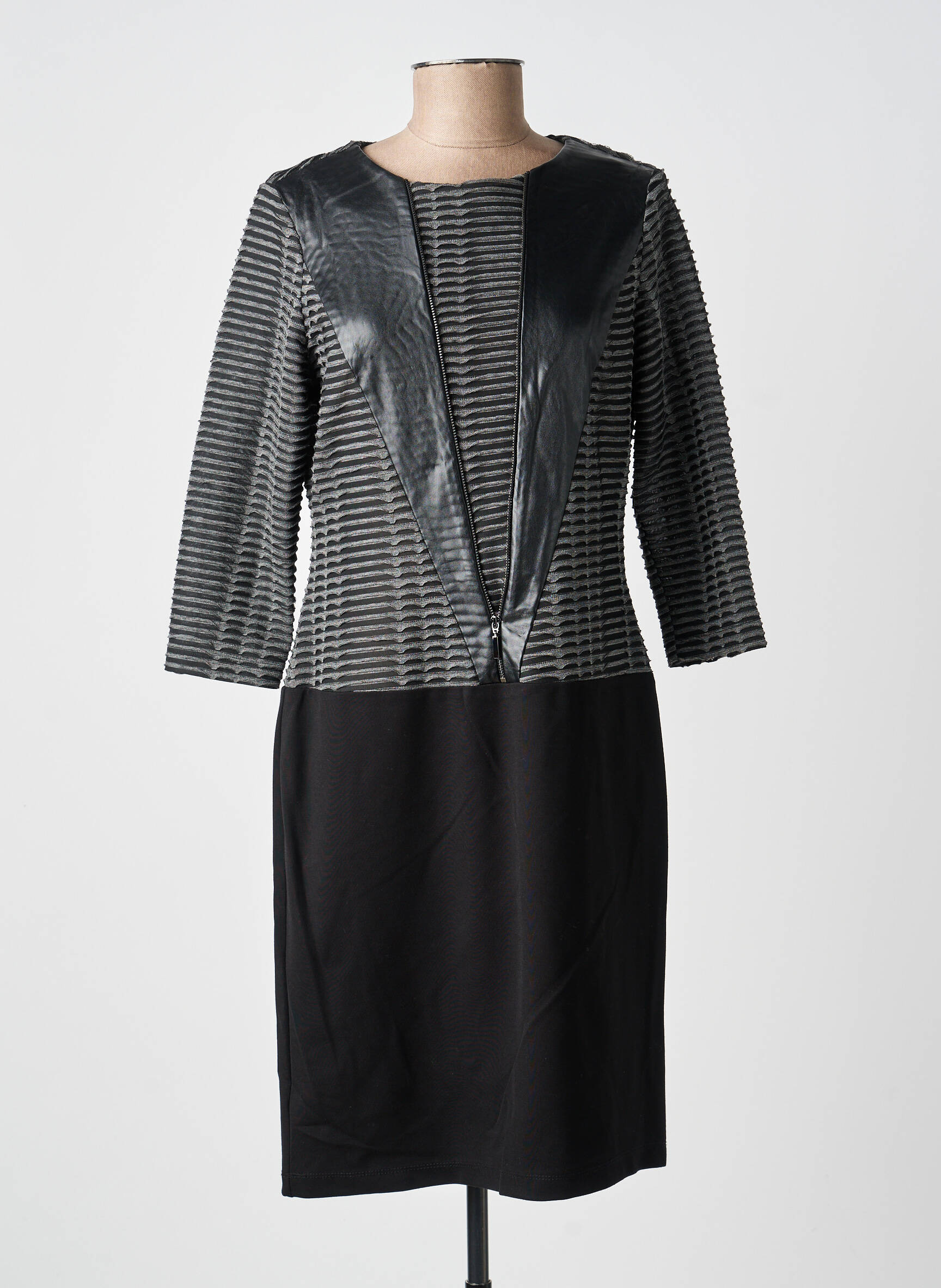 Rochie midi mâneci 3/4 mâneci 3/4 gri GUY DUBOUIS femeie