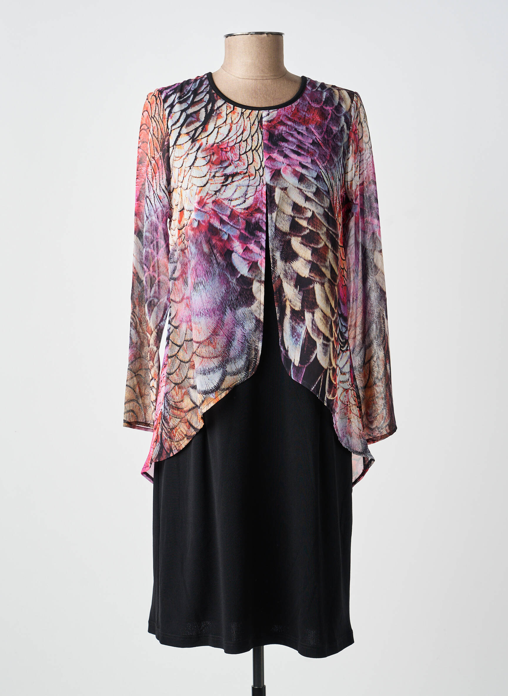 Rochie midi mâneci 3/4 mâneci 3/4 negru GUY DUBOUIS femeie