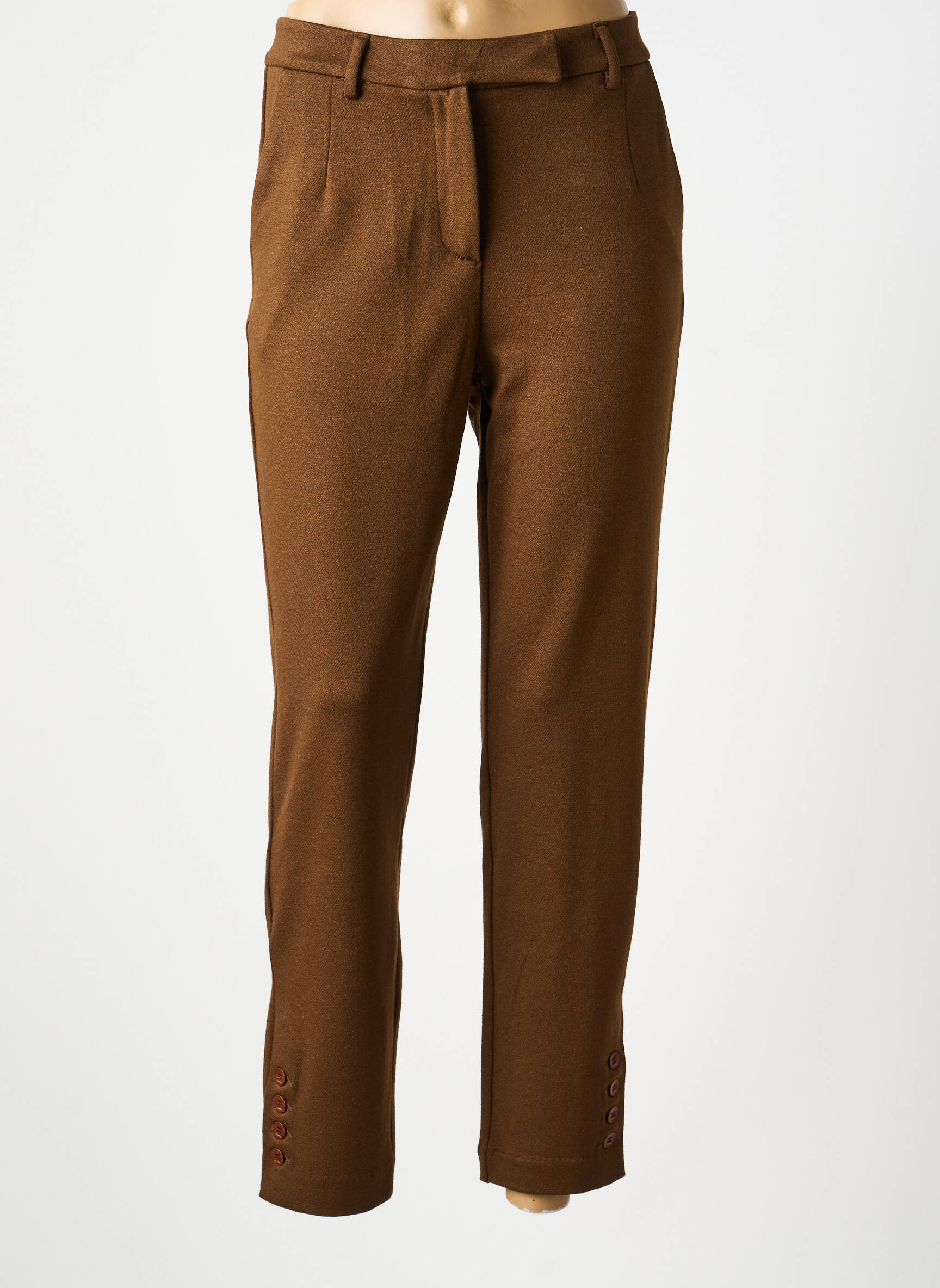 Pantalon chino închidere cu fermoar sub clapetă cu cârlig mărime normală maro LCDN femeie