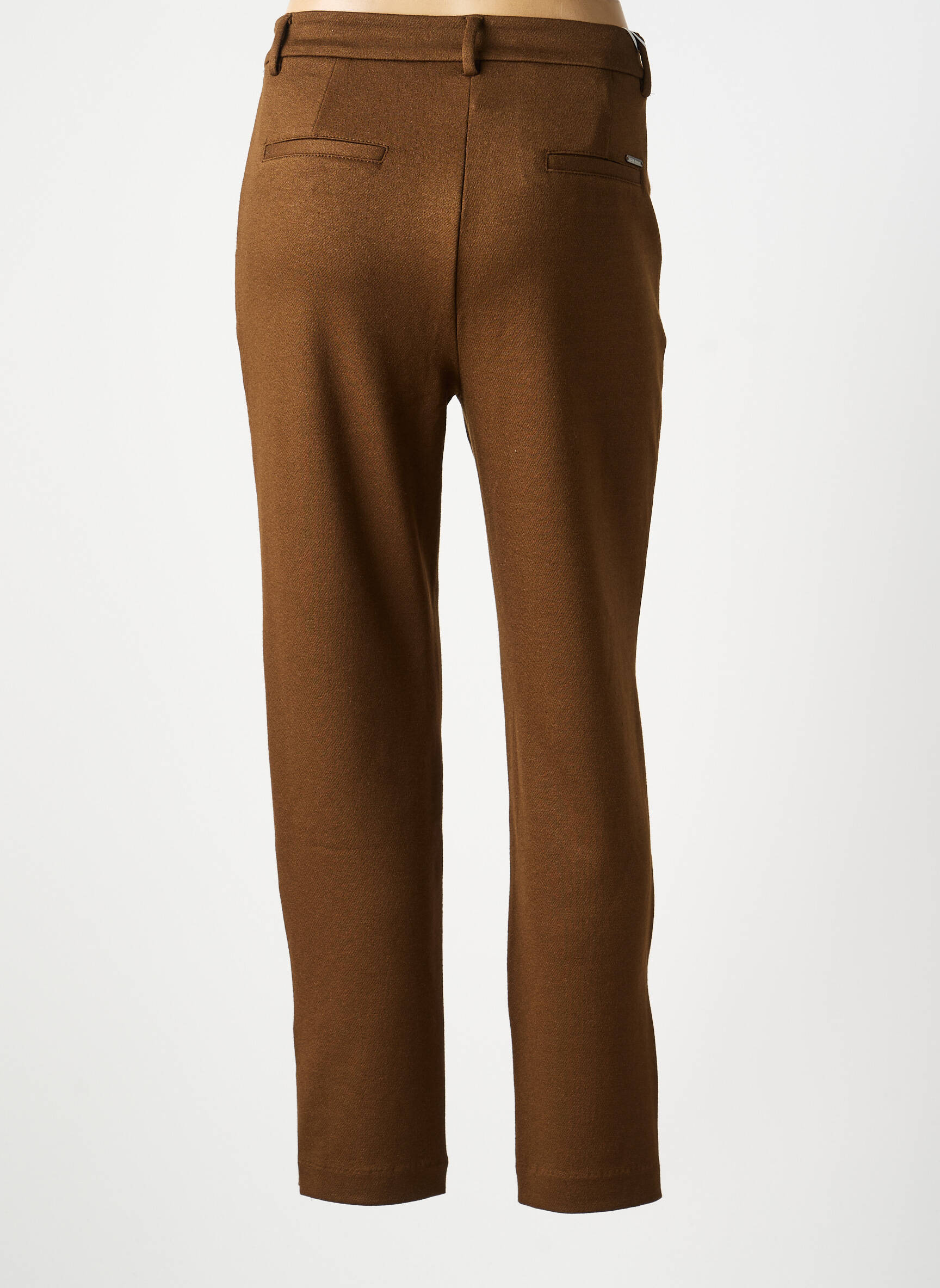 Pantalon chino închidere cu fermoar sub clapetă cu cârlig mărime normală maro LCDN femeie