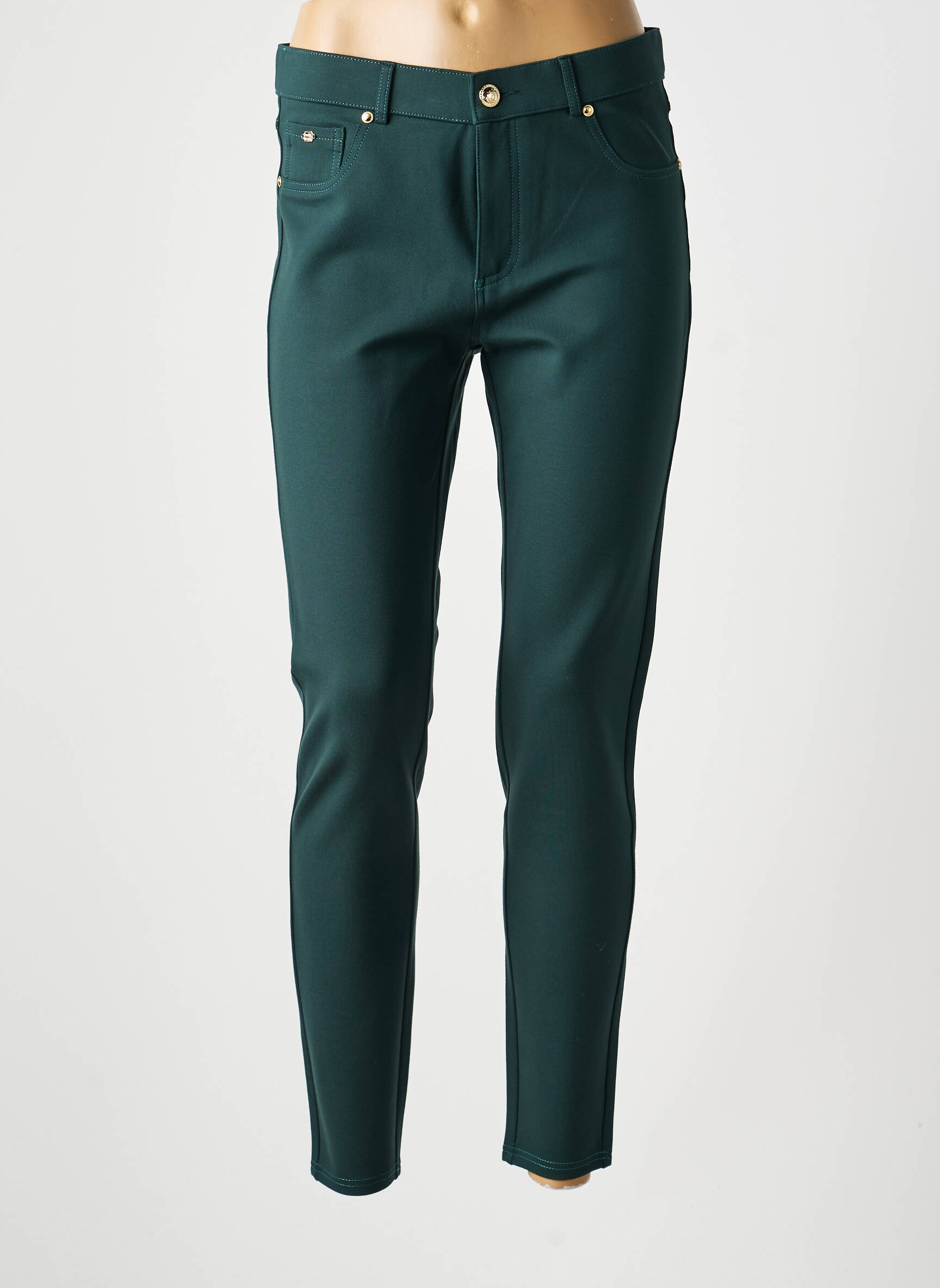 Pantalon slim elasticitate mărime normală verde LCDN femeie