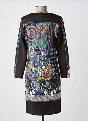 Rochie midi imprimeu fantezie mâneci lungi negru GUY DUBOUIS femeie