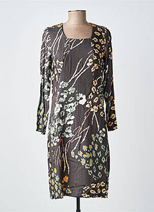 Rochie midi imprimeu fantezie mâneci lungi maro MERI & ESCA femeie