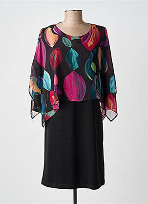 Rochie midi imprimeu fantezie mâneci lungi negru GUY DUBOUIS femeie