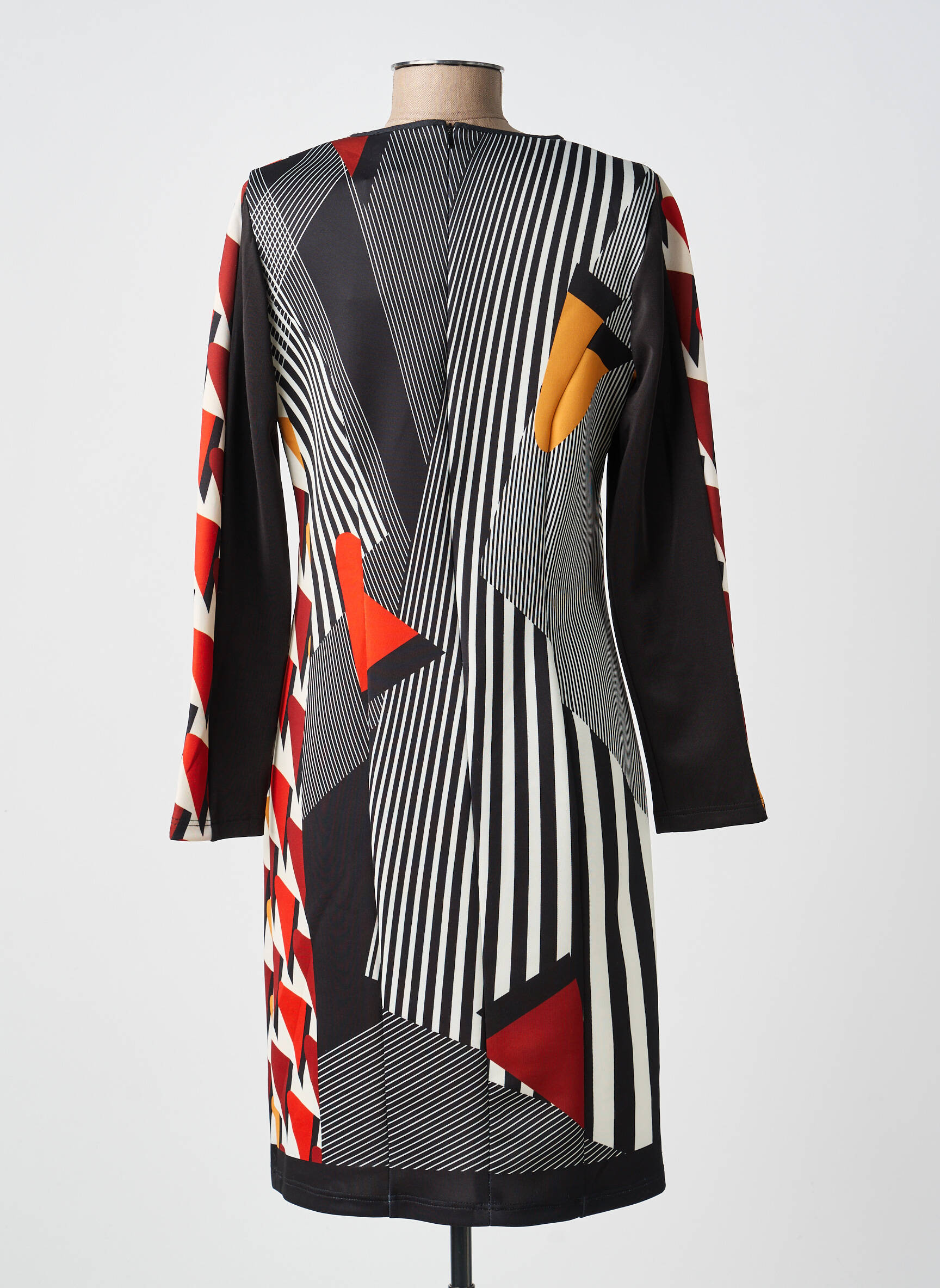 Rochie midi imprimeu fantezie mâneci lungi negru GUY DUBOUIS femeie
