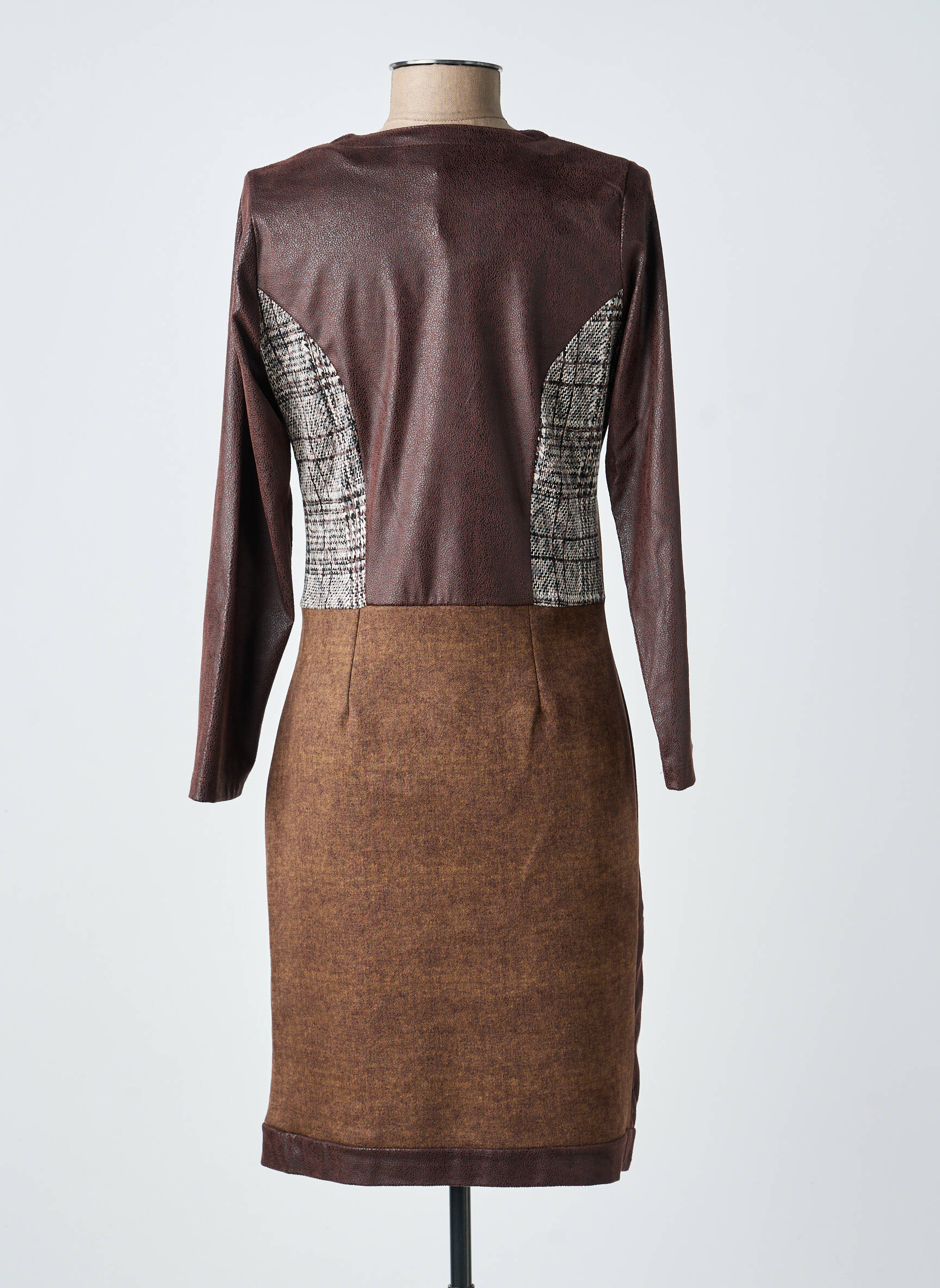 Rochie midi imprimeu fantezie mâneci lungi maro MERI & ESCA femeie