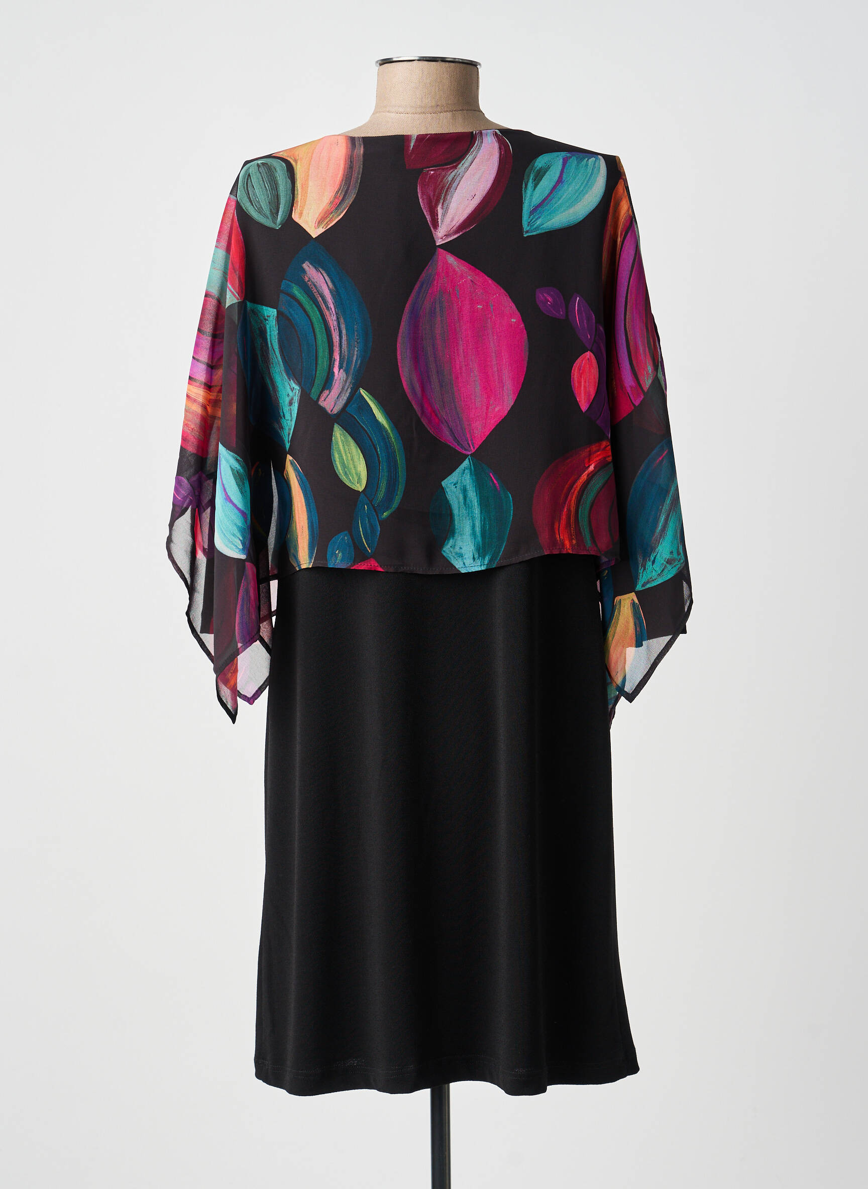 Rochie midi imprimeu fantezie mâneci lungi negru GUY DUBOUIS femeie