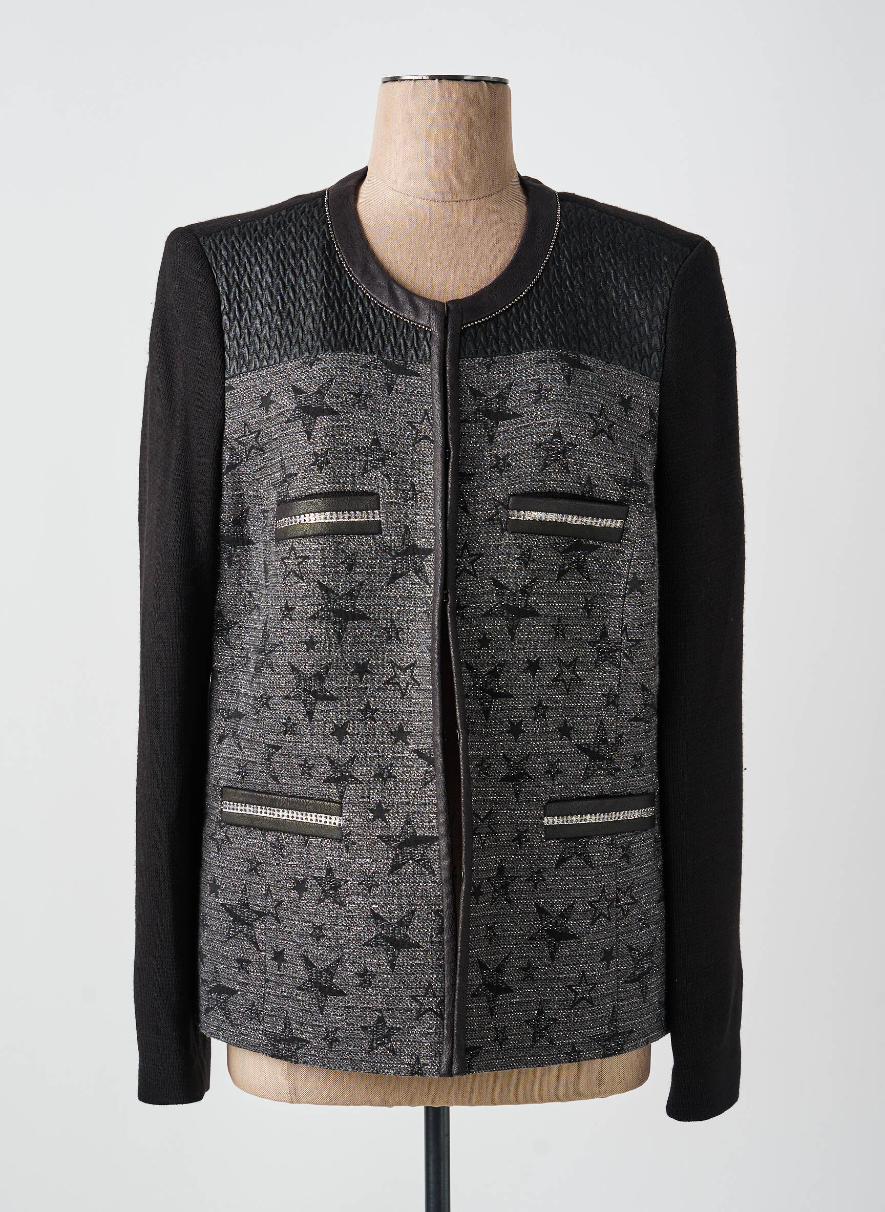 Jachete casual guler rotund negru MERI & ESCA femeie