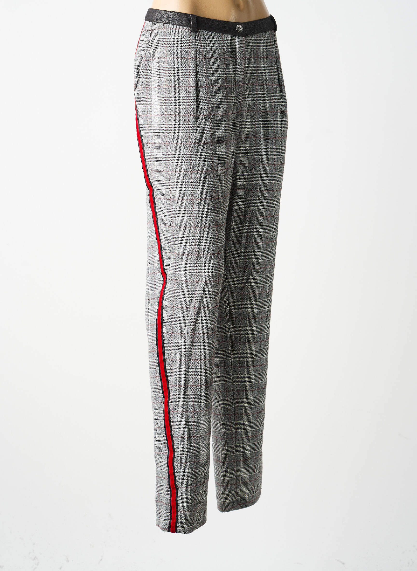 Pantalon chino broderie galoni laterali mărime normală gri MERI & ESCA femeie