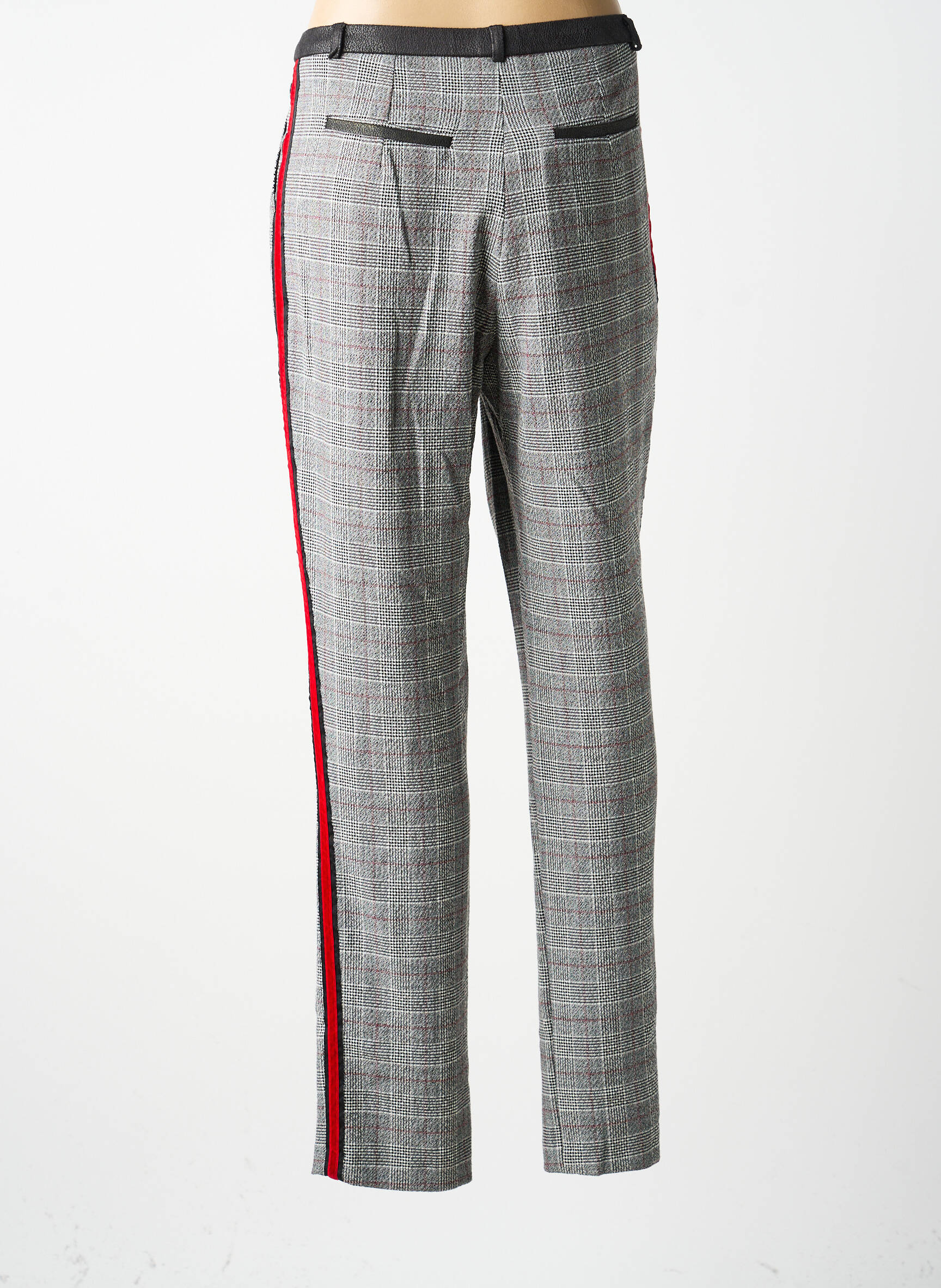 Pantalon chino broderie galoni laterali mărime normală gri MERI & ESCA femeie