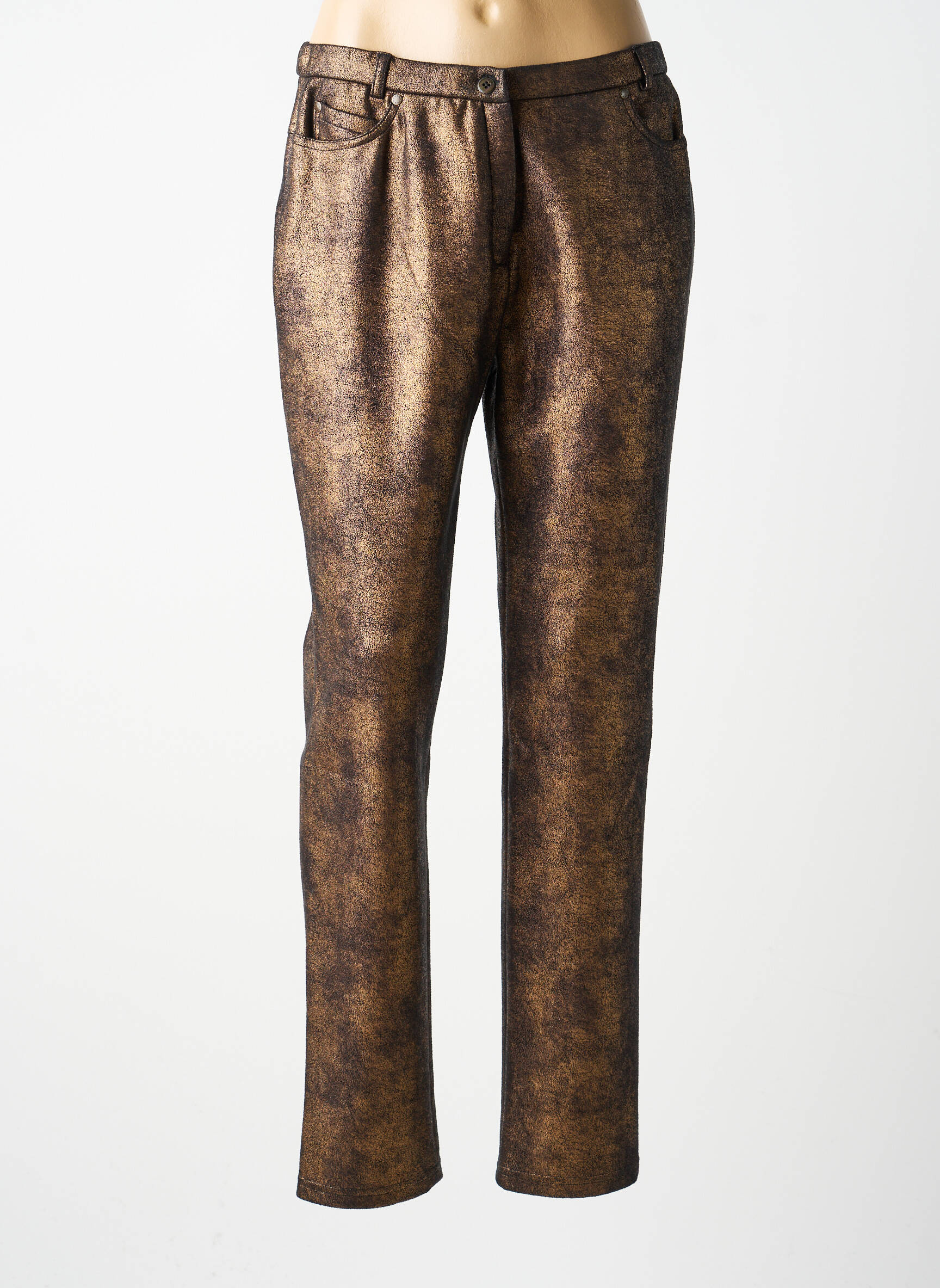 Pantalon slim talie elastică mărime normală maro MERI & ESCA femeie