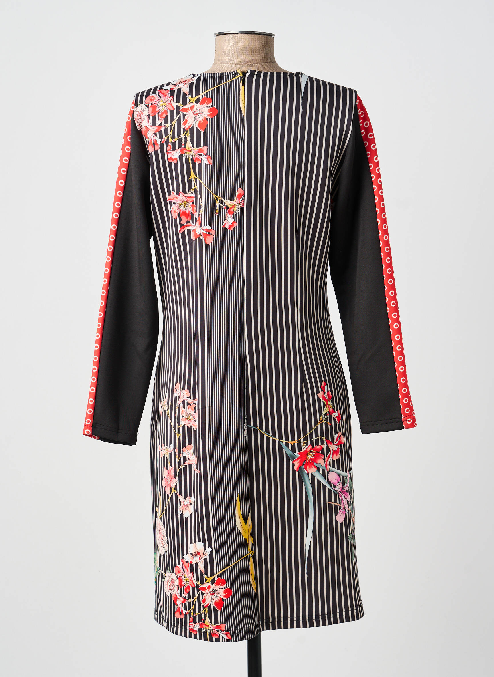 Rochie midi imprimeu floral mâneci lungi negru FRANCE RIVOIRE femeie