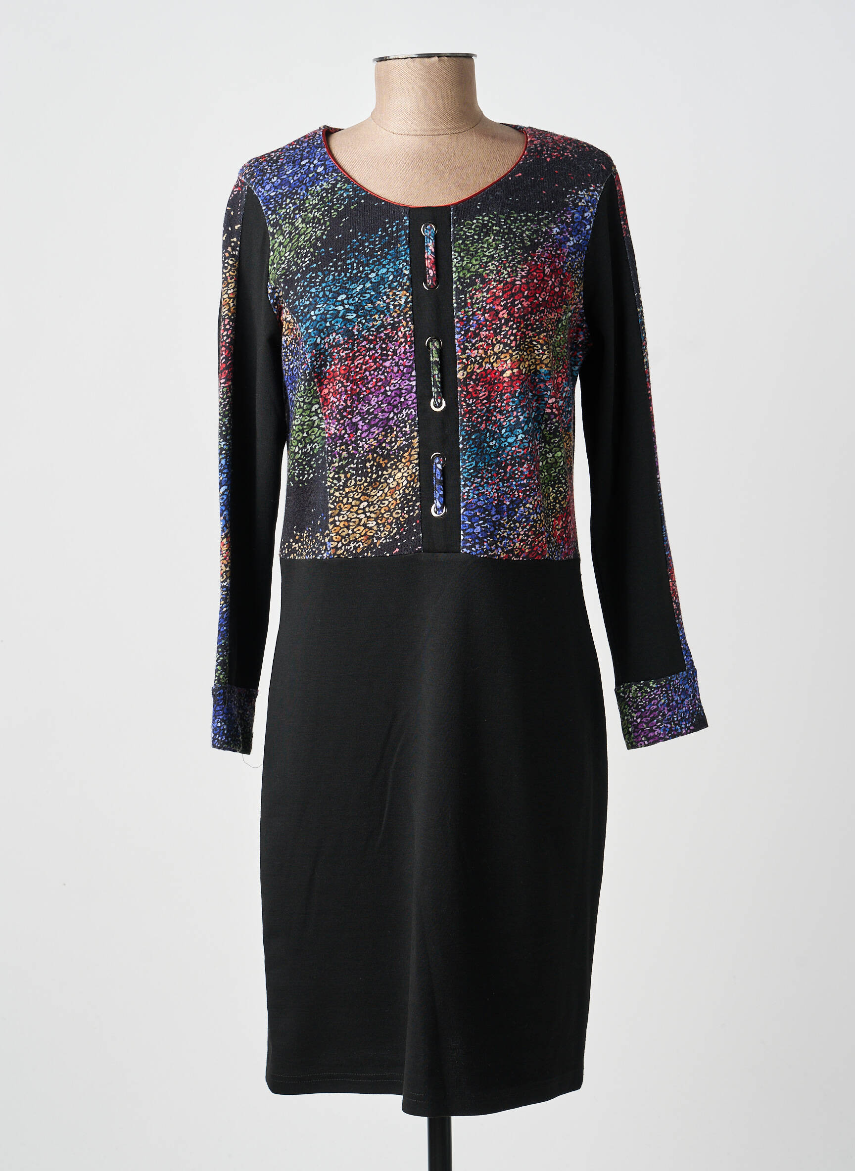 Rochie midi mâneci lungi mâneci lungi negru GUY DUBOUIS femeie