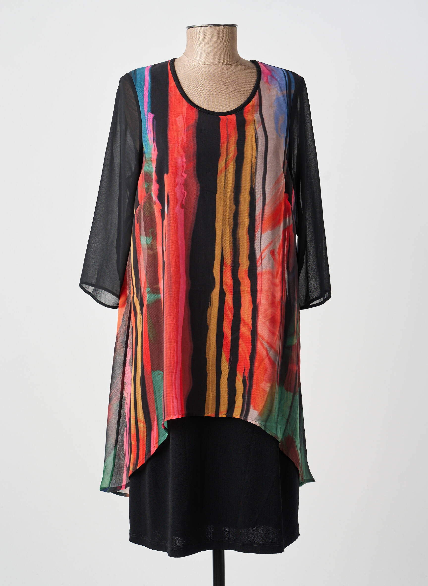 Rochie midi croială fluidă mâneci lungi negru FRANCE RIVOIRE femeie
