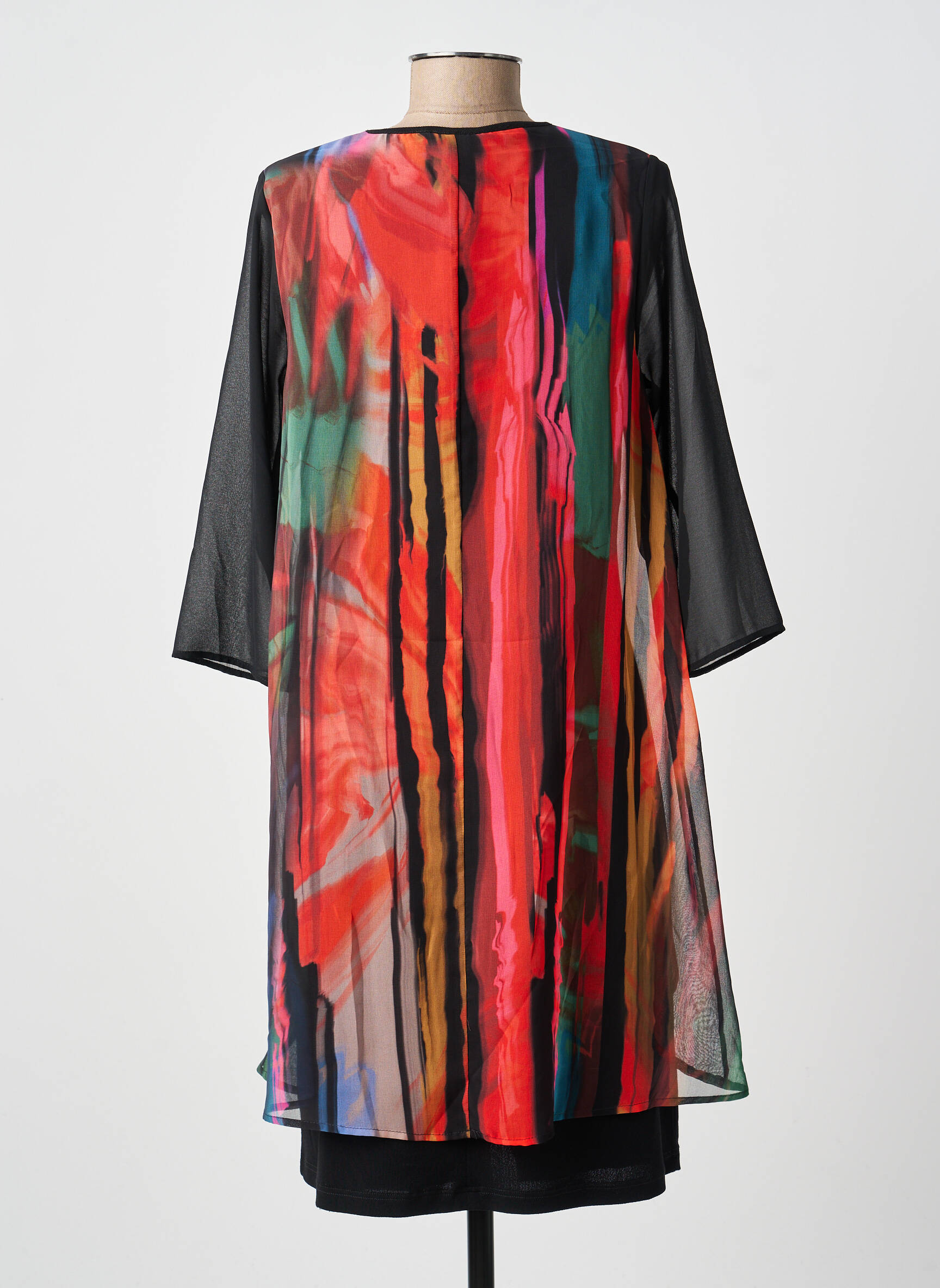 Rochie midi croială fluidă mâneci lungi negru FRANCE RIVOIRE femeie