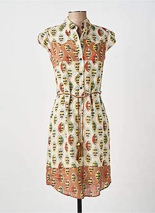 Rochie midi imprimeu fantezie mâneci scurte bej MERI & ESCA femeie