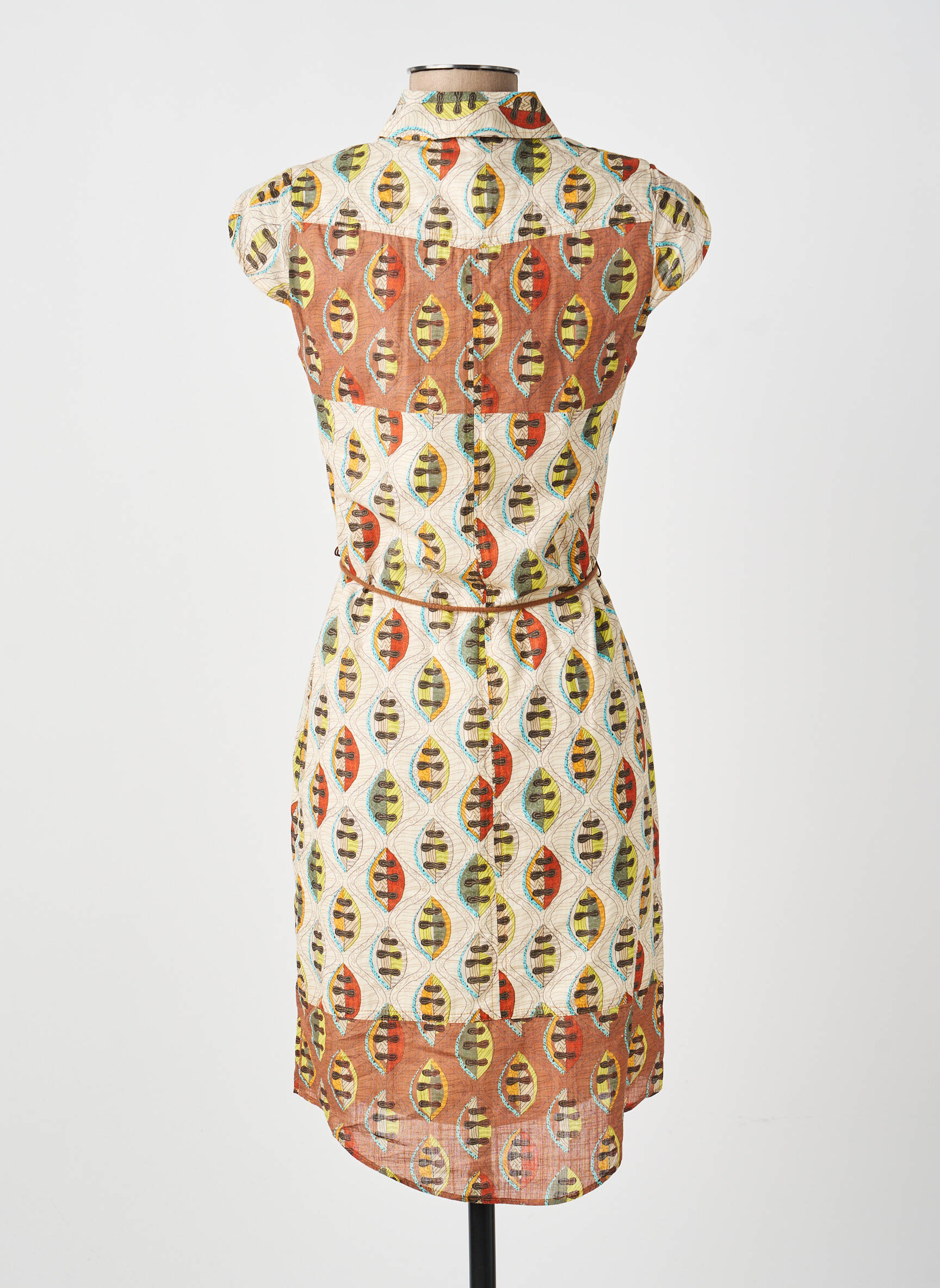 Rochie midi imprimeu fantezie mâneci scurte bej MERI & ESCA femeie
