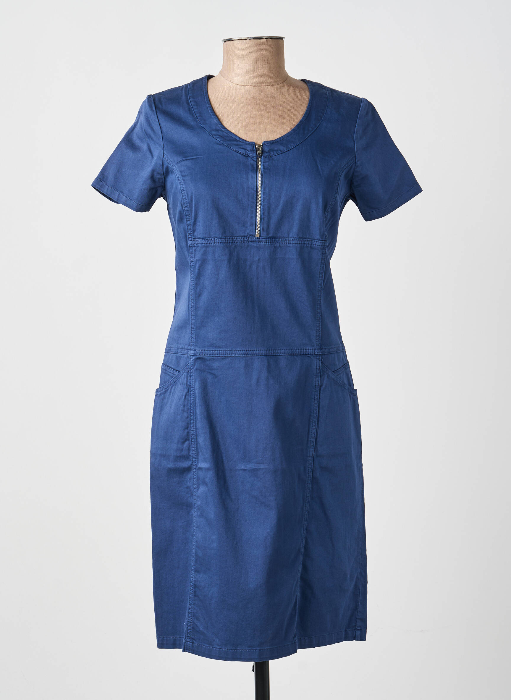 Rochie midi mâneci scurte mâneci scurte albastru FRANCE RIVOIRE femeie