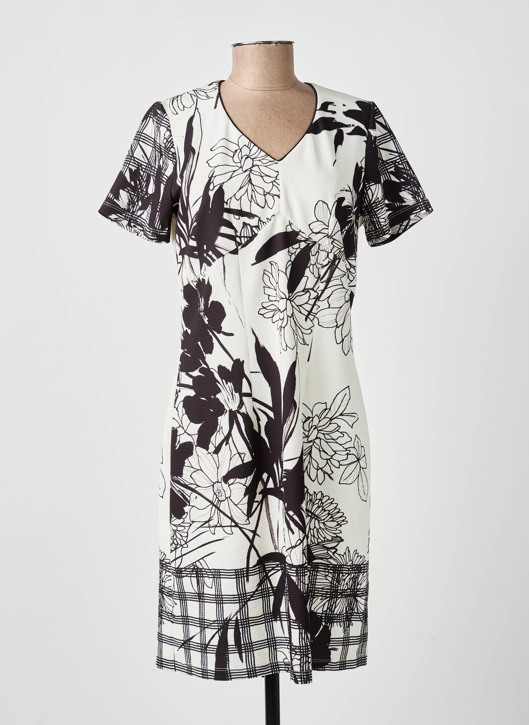 Rochie midi imprimeu floral mâneci scurte alb GUY DUBOUIS femeie