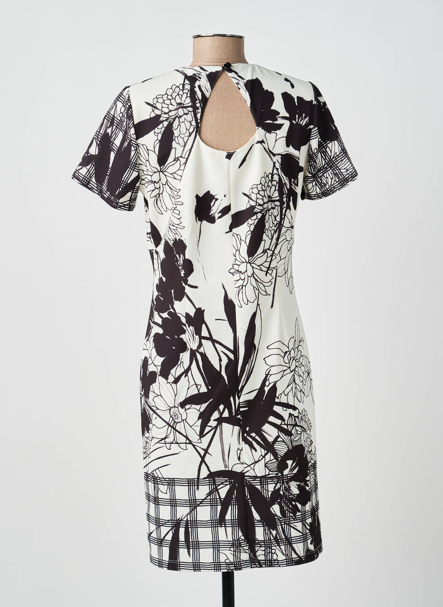 Rochie midi imprimeu floral mâneci scurte alb GUY DUBOUIS femeie