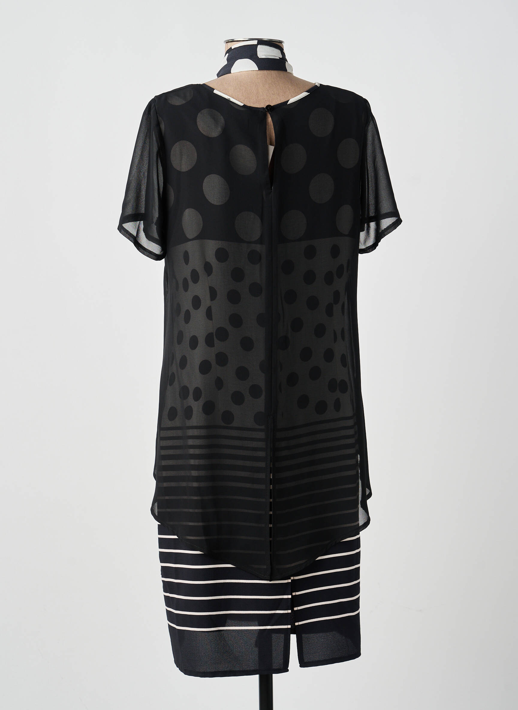Rochie midi imprimeu fantezie mâneci scurte negru GUY DUBOUIS femeie