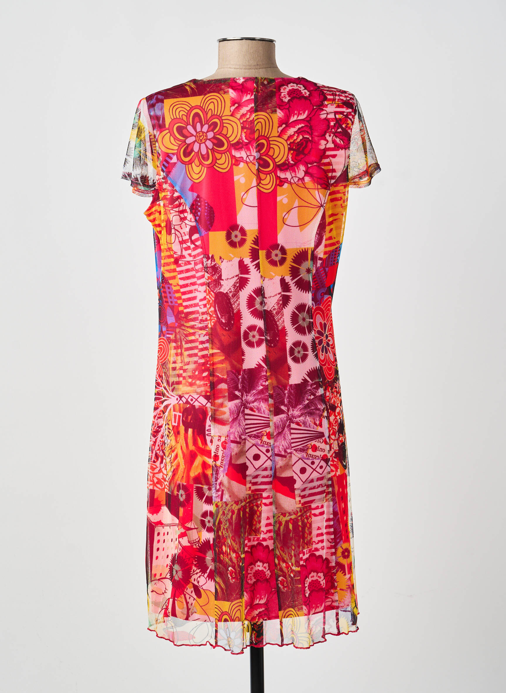 Rochie midi imprimeu floral mâneci scurte roșu GUY DUBOUIS femeie