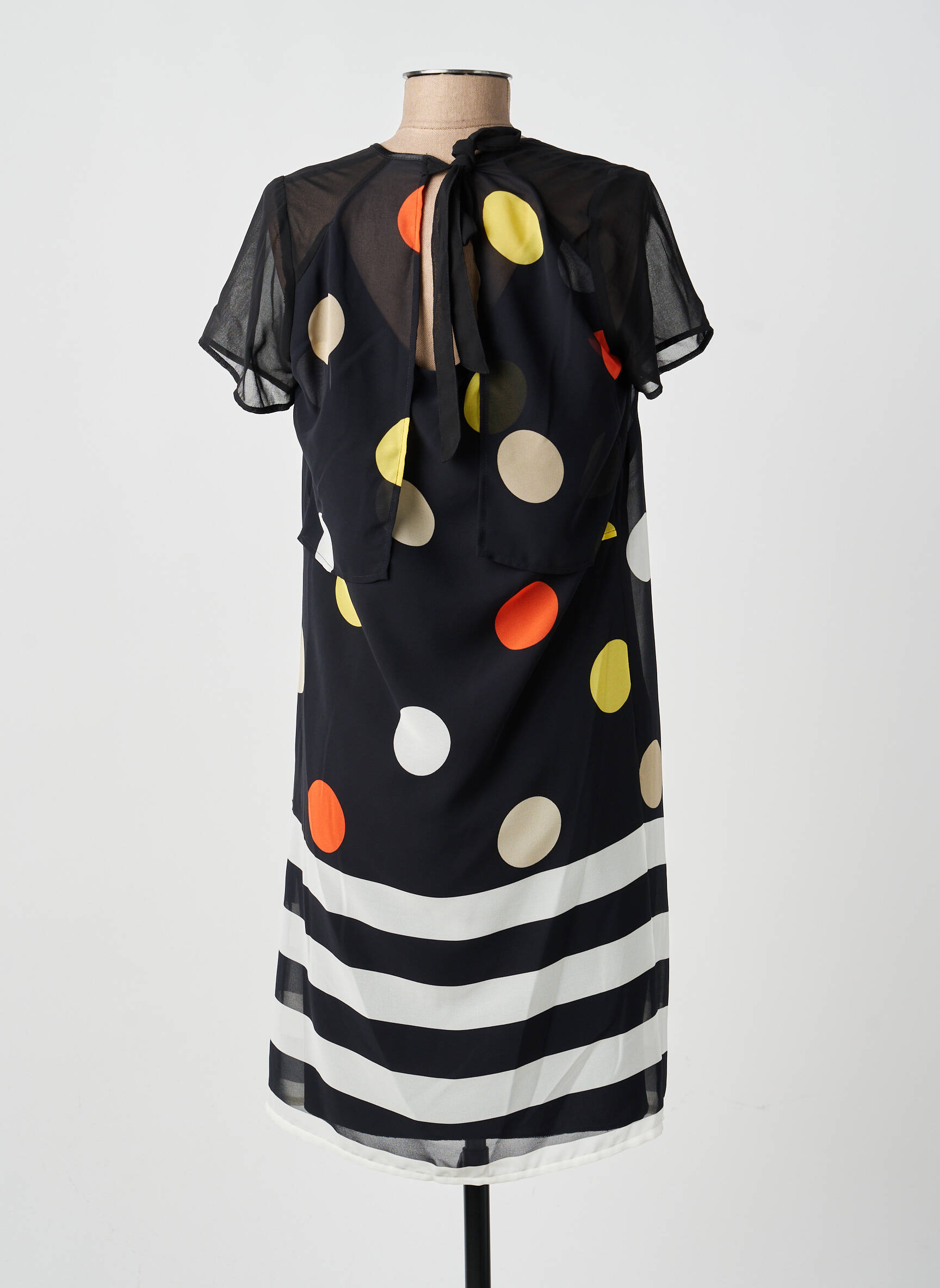 Rochie midi croială fluidă mâneci scurte negru GUY DUBOUIS femeie