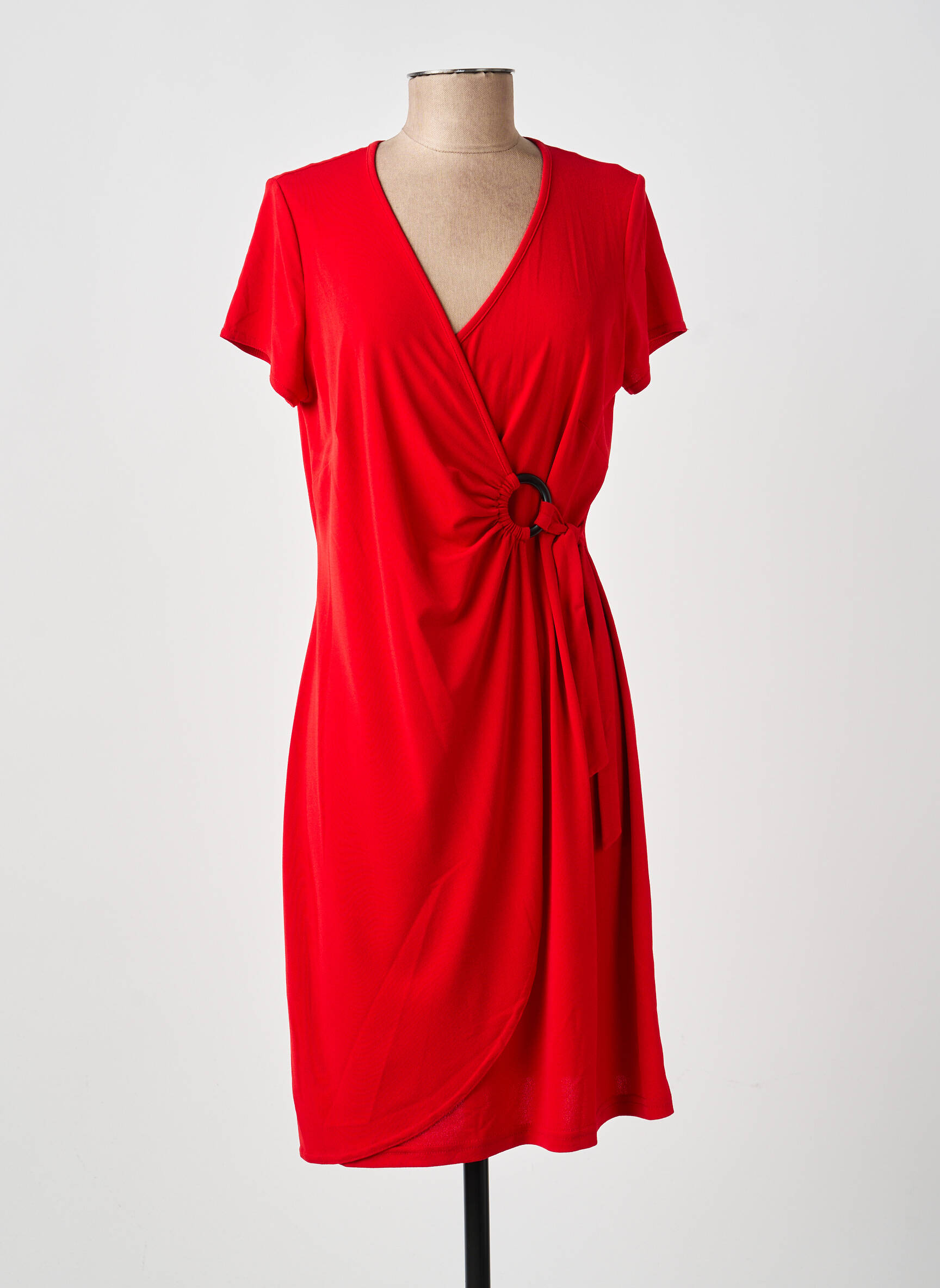Rochie midi țesătură crep mâneci scurte roșu MERI & ESCA femeie