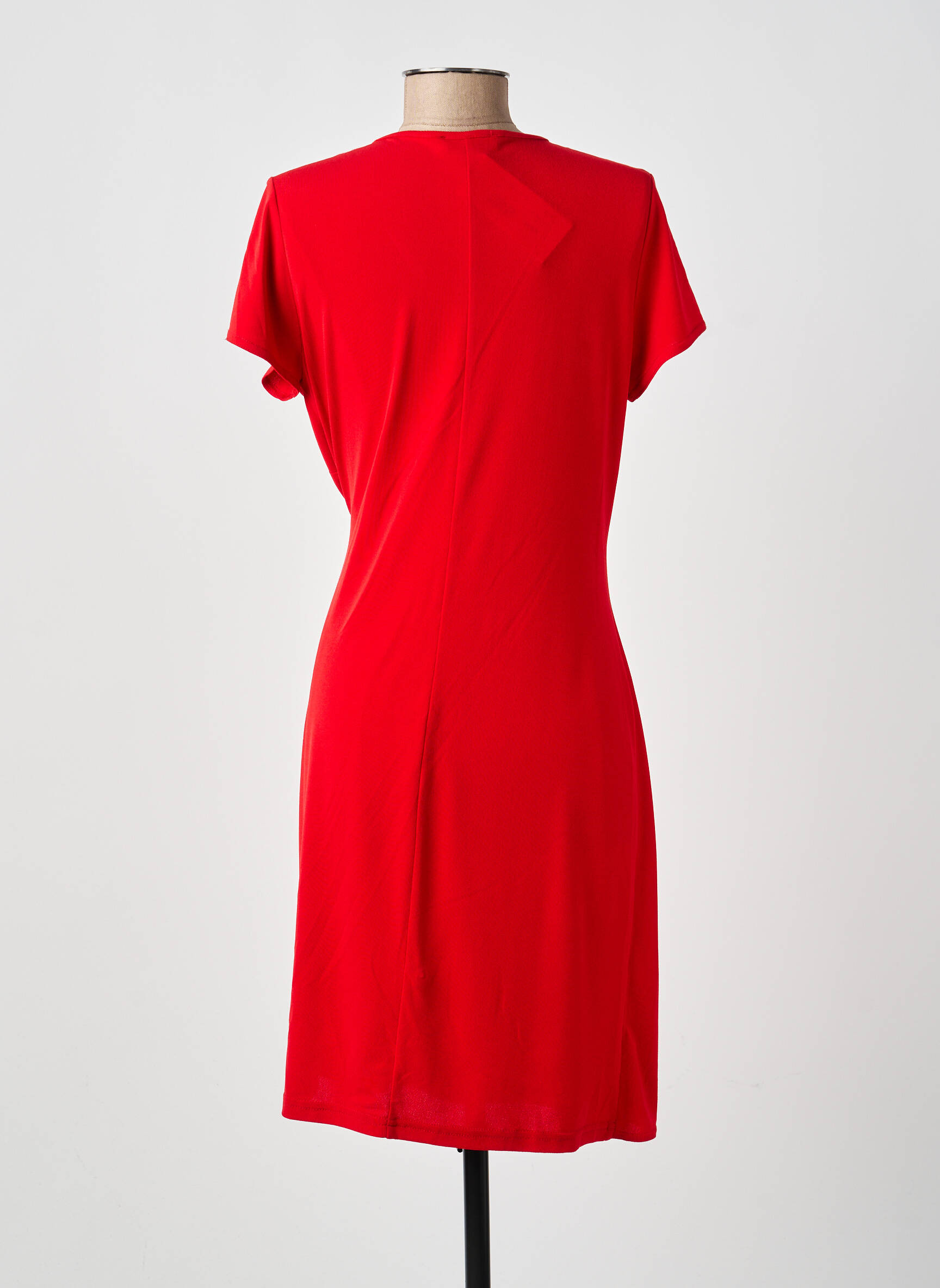 Rochie midi țesătură crep mâneci scurte roșu MERI & ESCA femeie