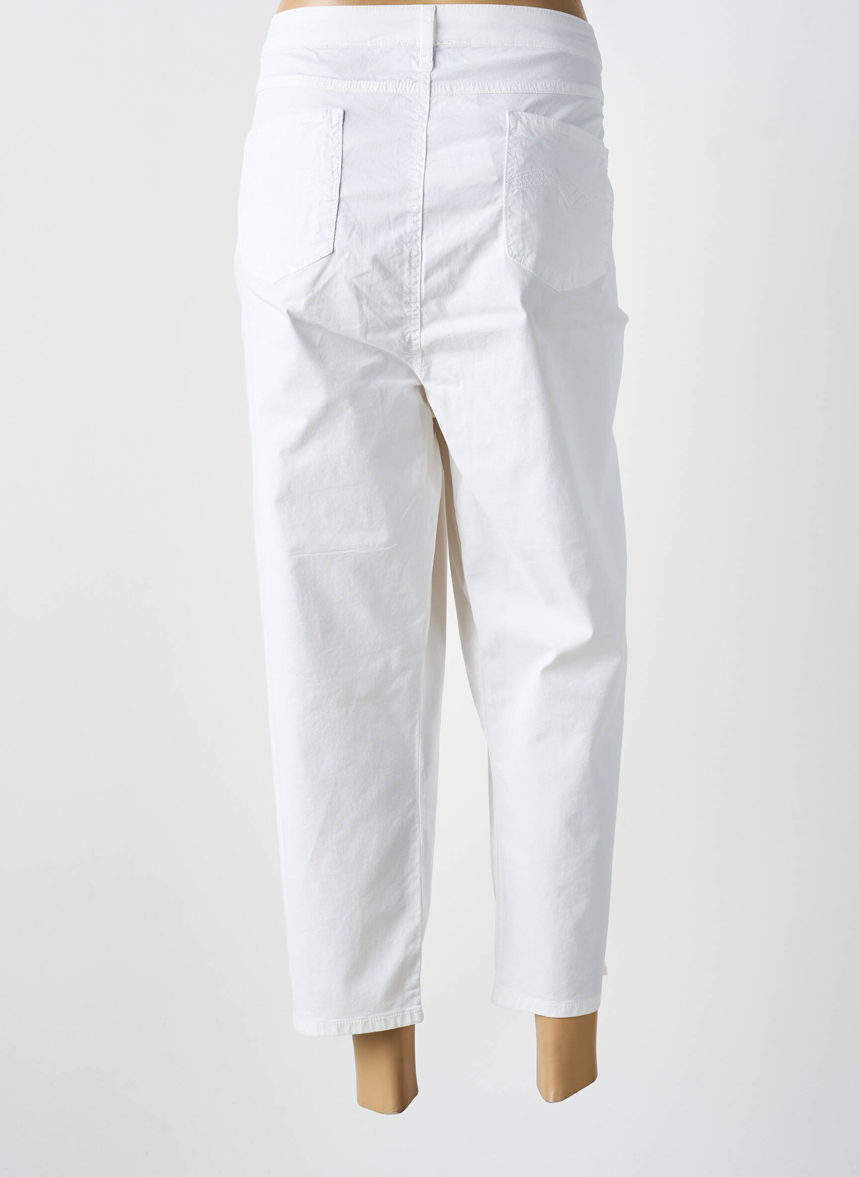 Pantalon trei sferturi croială dreaptă mărime normală alb IMPULSION femeie