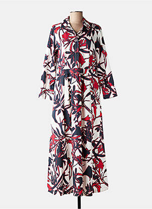 Rochie lungă imprimeu floral mâneci 3/4 roșu MARIA BELLENTANI femeie