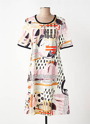 Rochie midi imprimeu fantezie mâneci scurte negru DOLCEZZA femeie