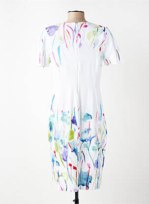 Rochie midi imprimeu floral mâneci scurte alb DOLCEZZA femeie