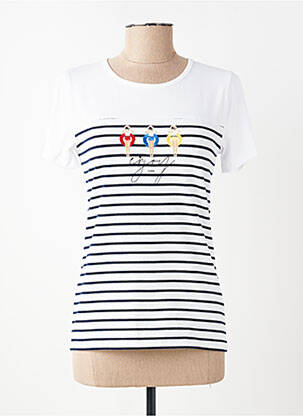 Tricou serigrafie cu strasuri mâneci scurte albastru ANANKE femeie