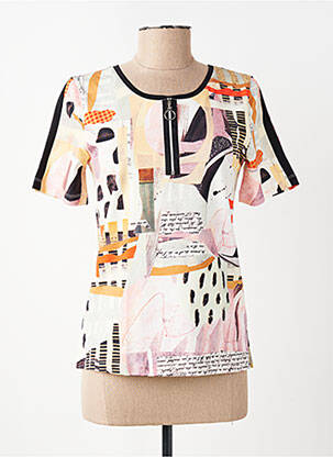 Tricou imprimeu fantezie mâneci scurte bej DOLCEZZA femeie