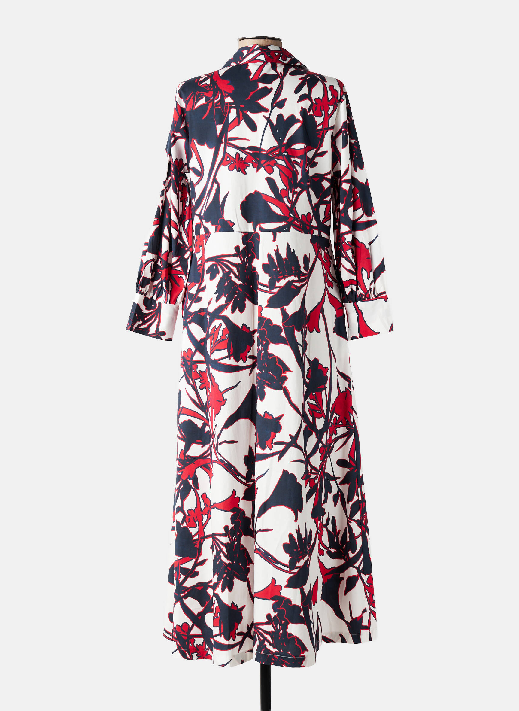 Rochie lungă imprimeu floral mâneci 3/4 roșu MARIA BELLENTANI femeie