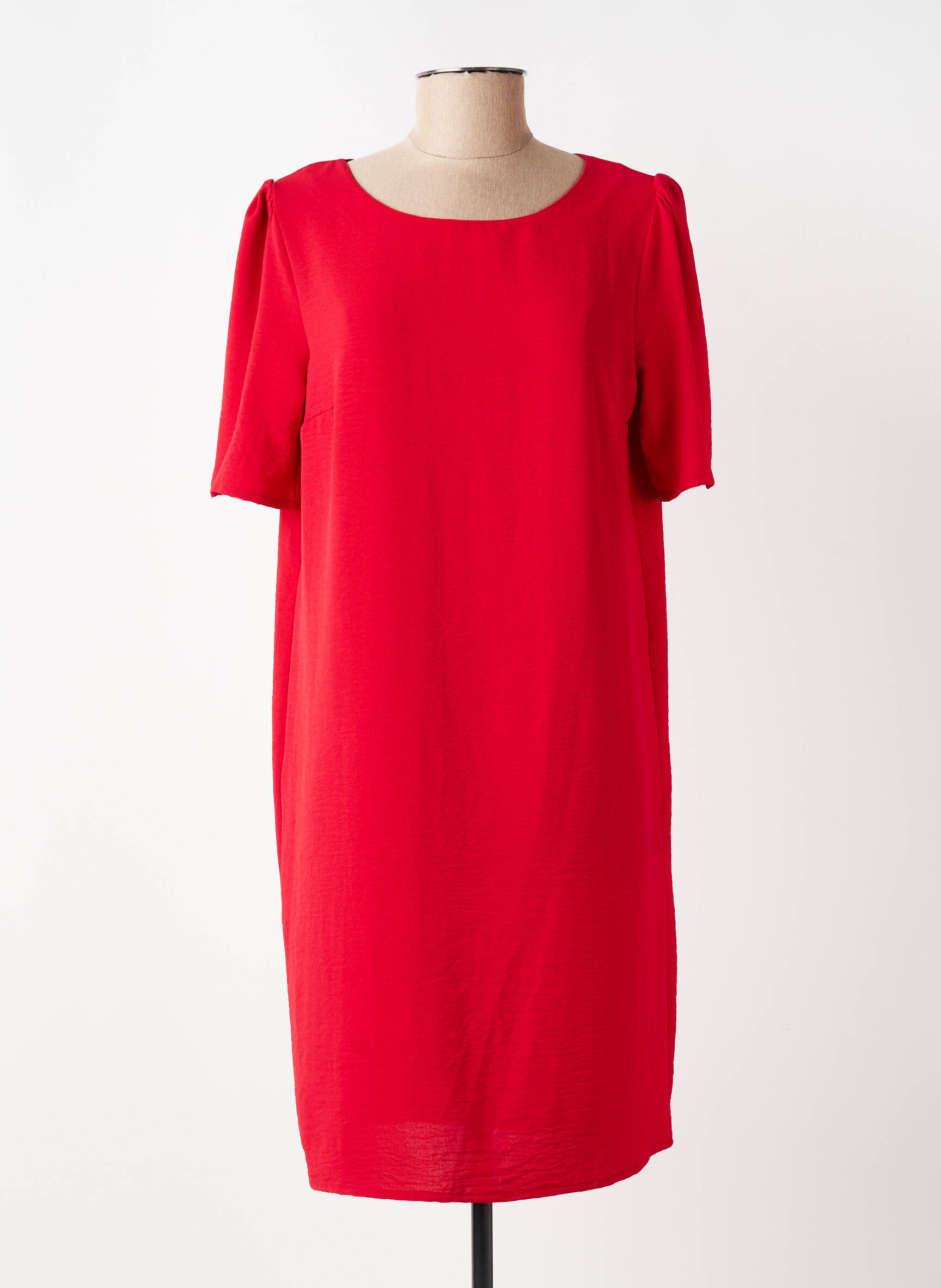 Rochie scurtă croială fluidă mâneci scurte roșu GEVANA femeie