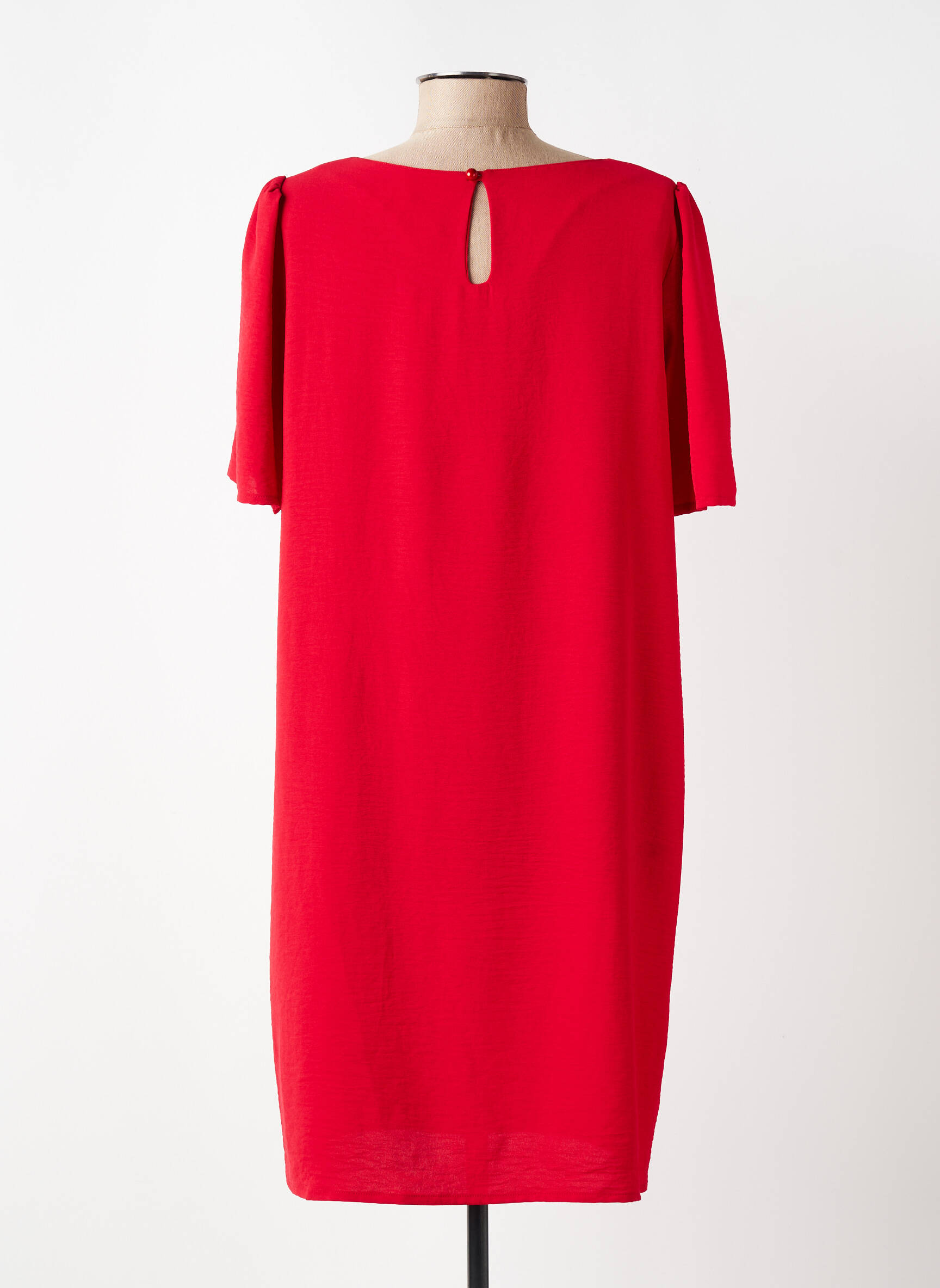 Rochie scurtă croială fluidă mâneci scurte roșu GEVANA femeie