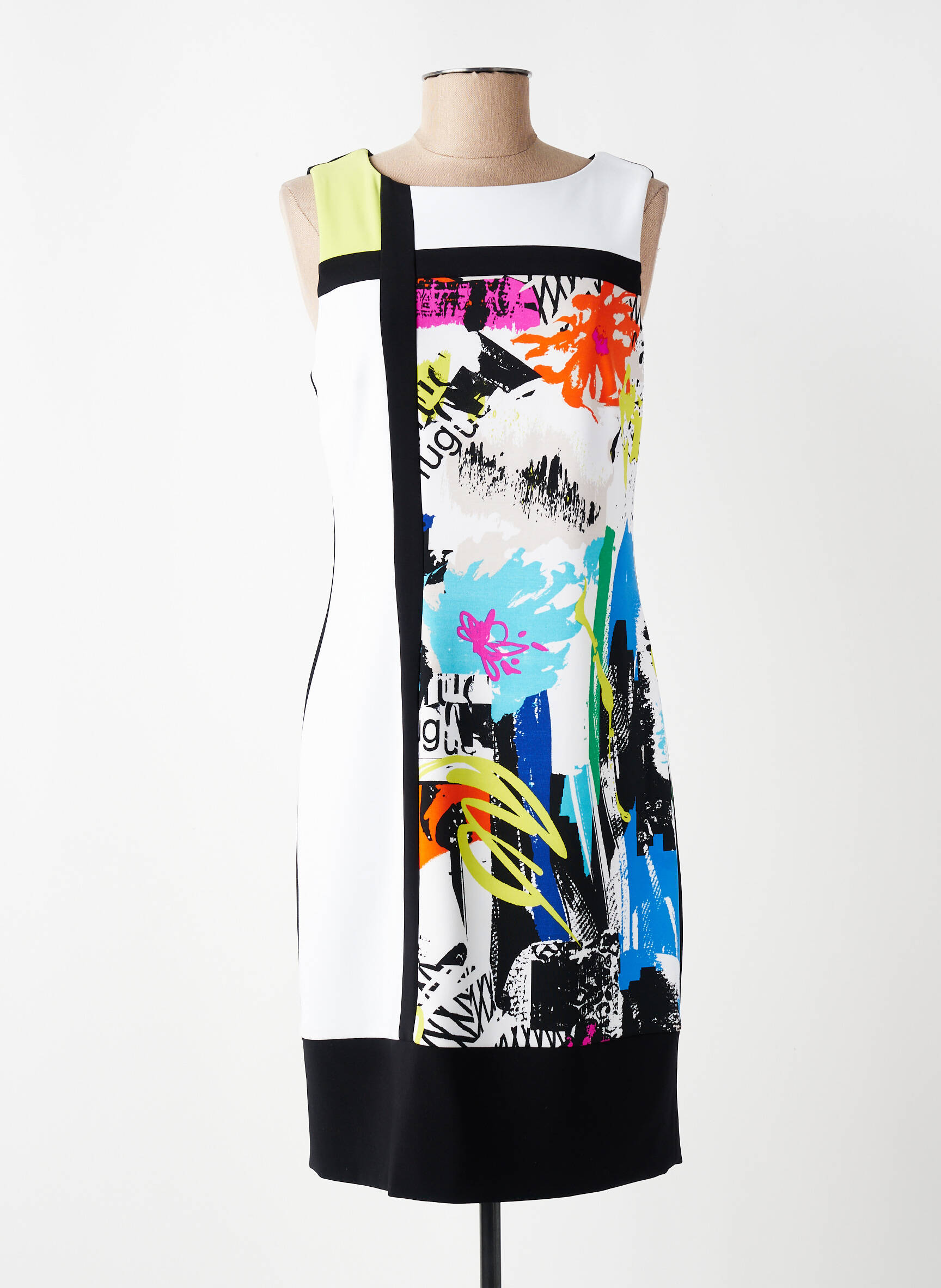Rochie midi imprimeu floral fără mâneci negru JOSEPH RIBKOFF femeie