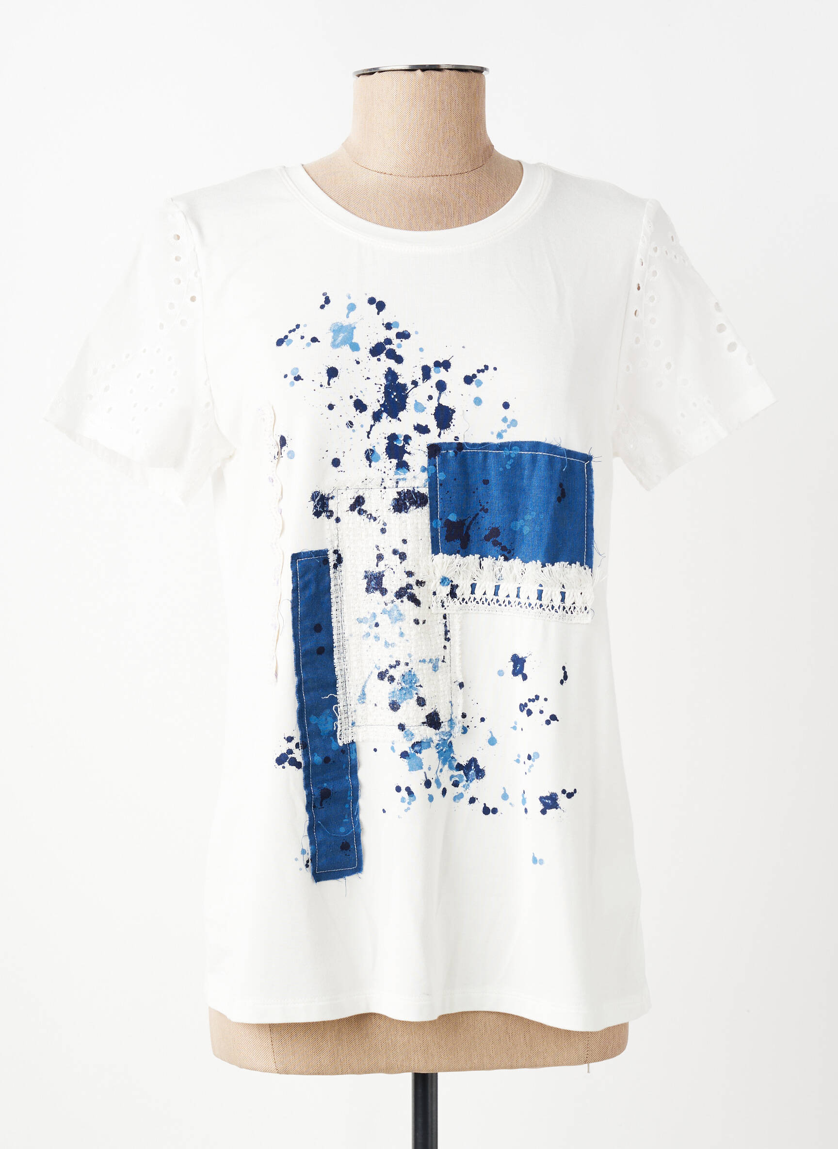Tricou elasticitate mâneci scurte alb ELEONORA AMADEI femeie