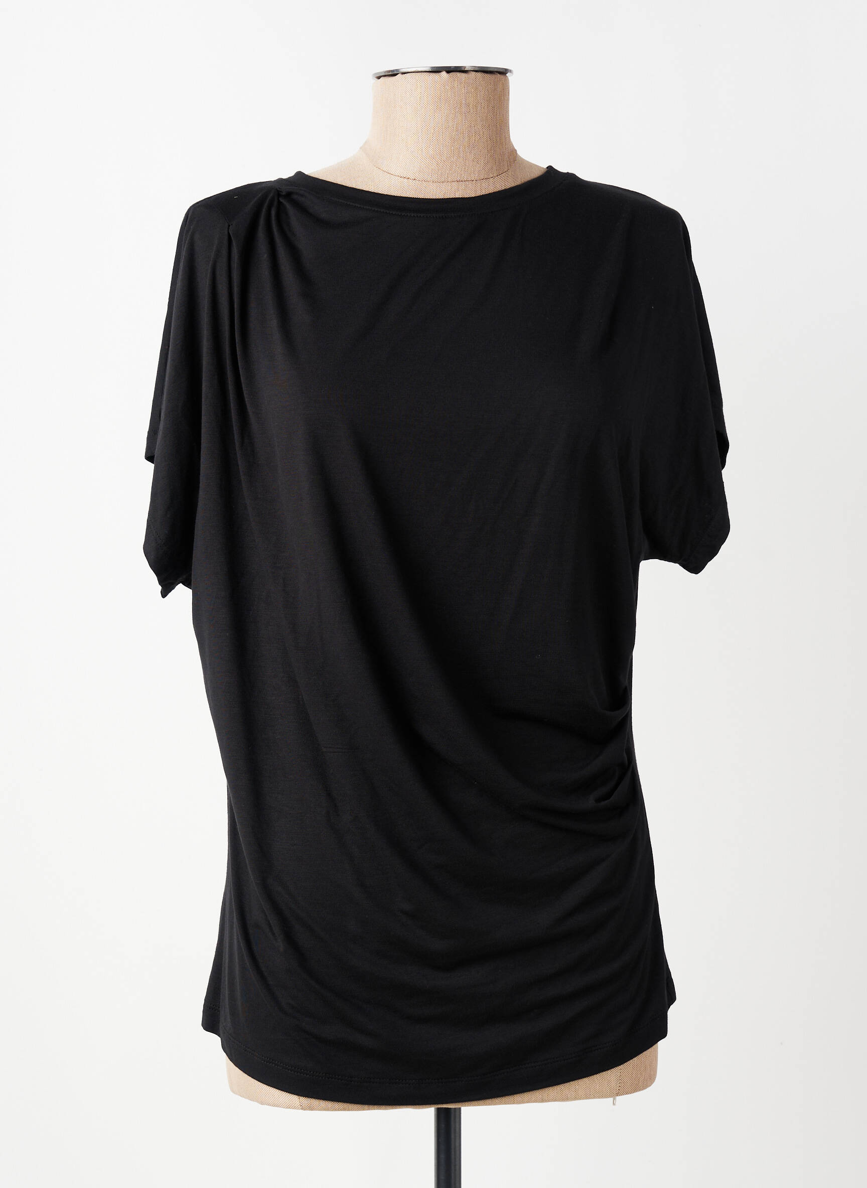 Tricou croială dreaptă mâneci scurte negru ELEONORA AMADEI femeie