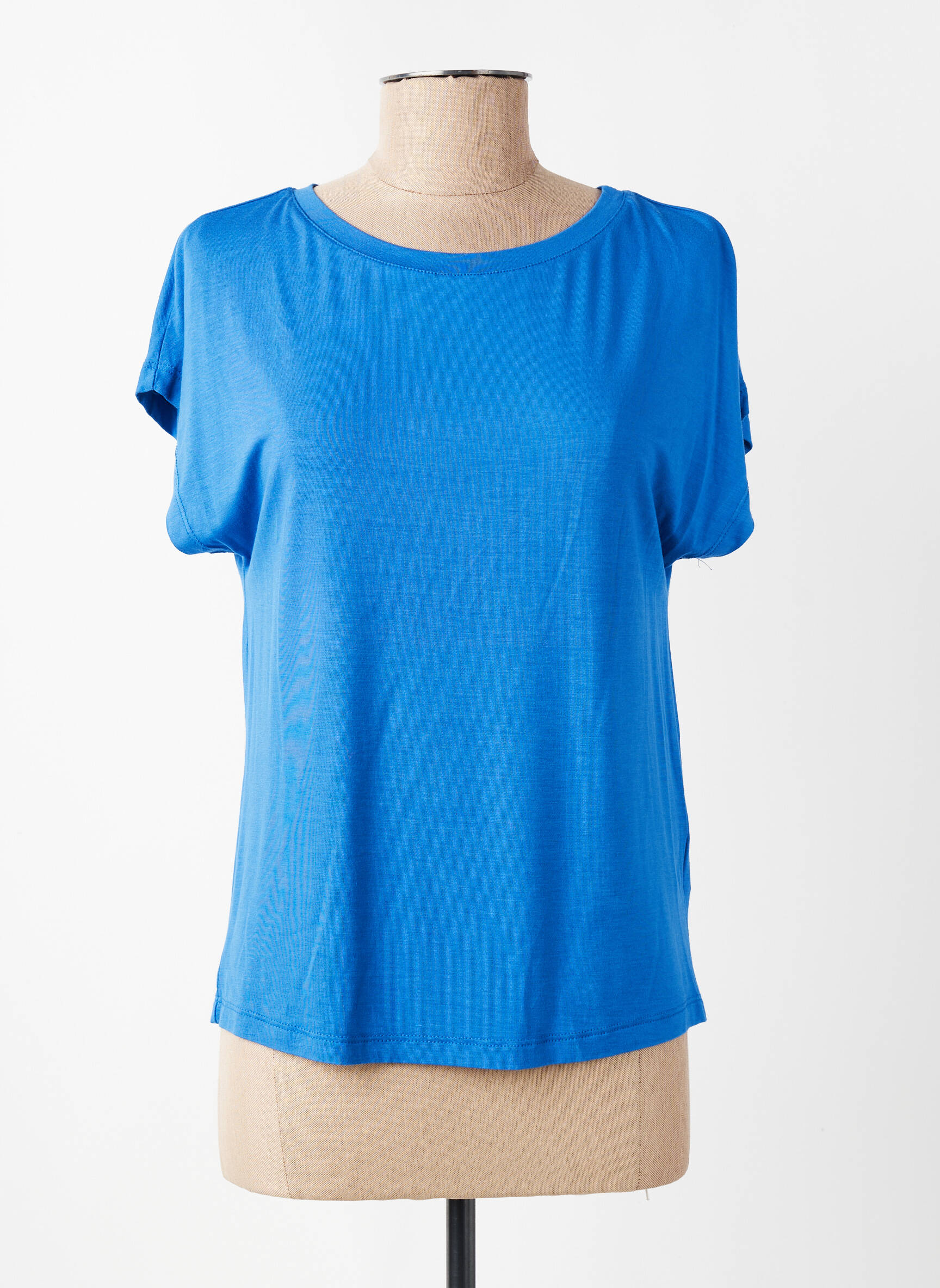 Tricou croială dreaptă mâneci scurte albastru ELEONORA AMADEI femeie